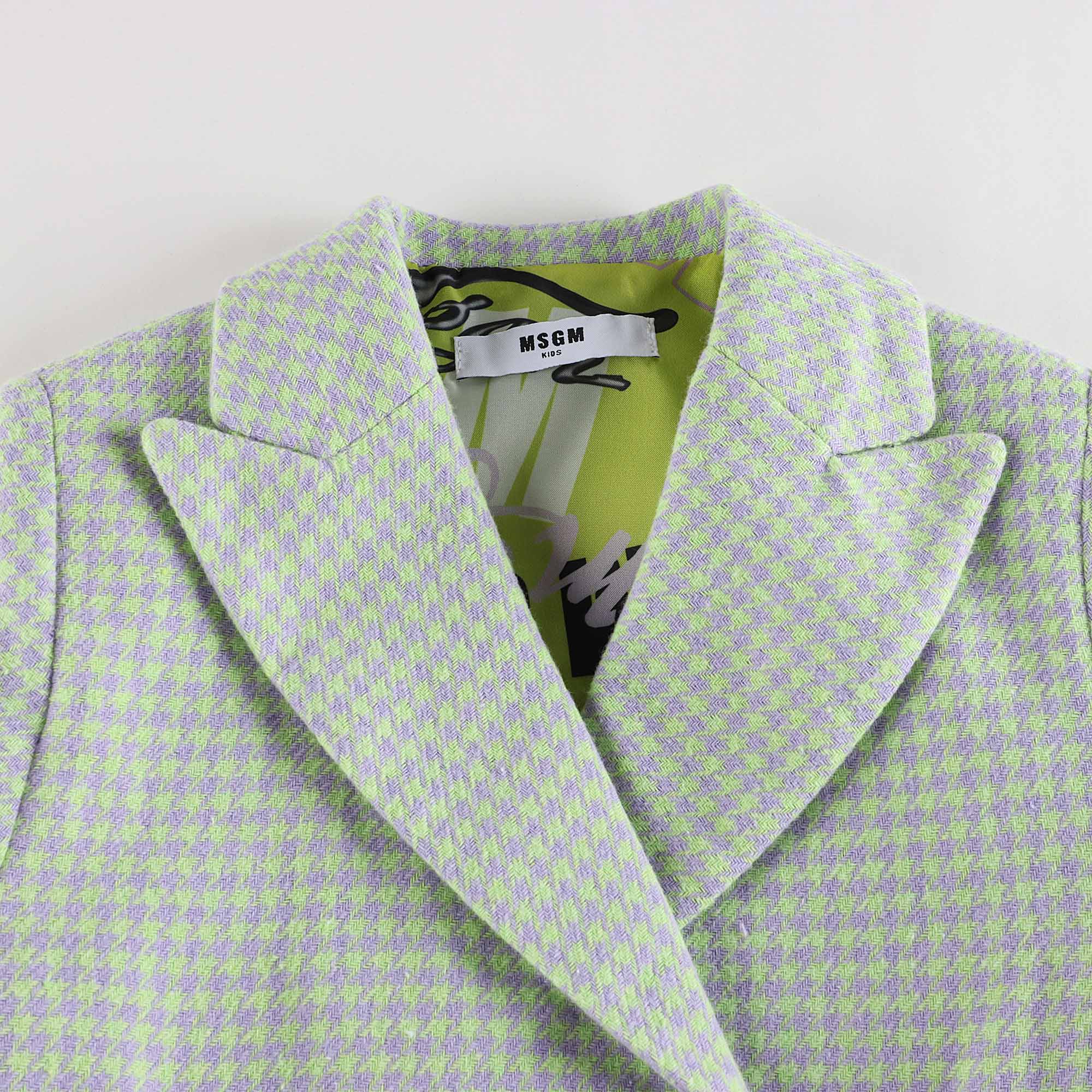 Girls Green Check Suit Coat