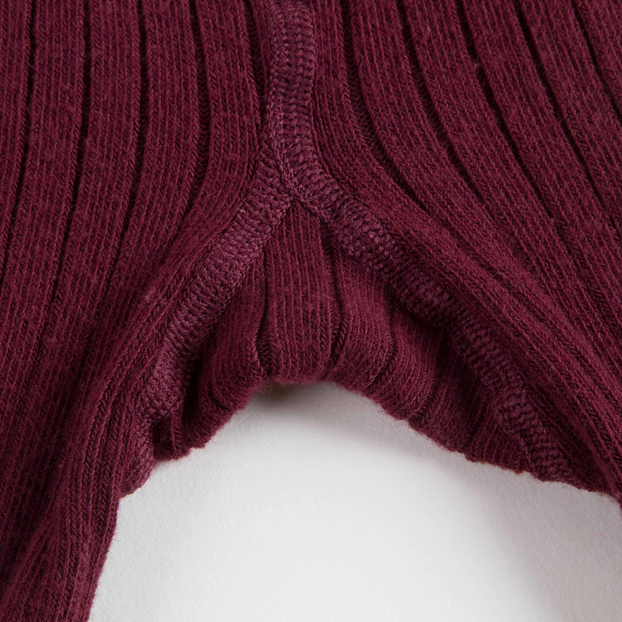Girls Red Wine Ribbed Tights