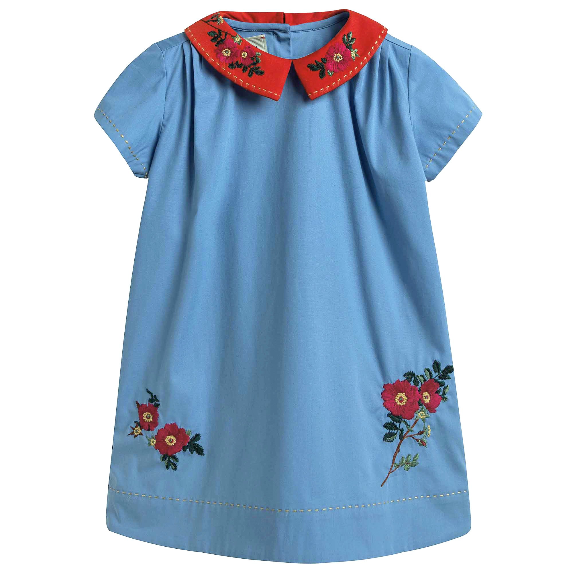 Baby Girls Blue Embroidered Dress