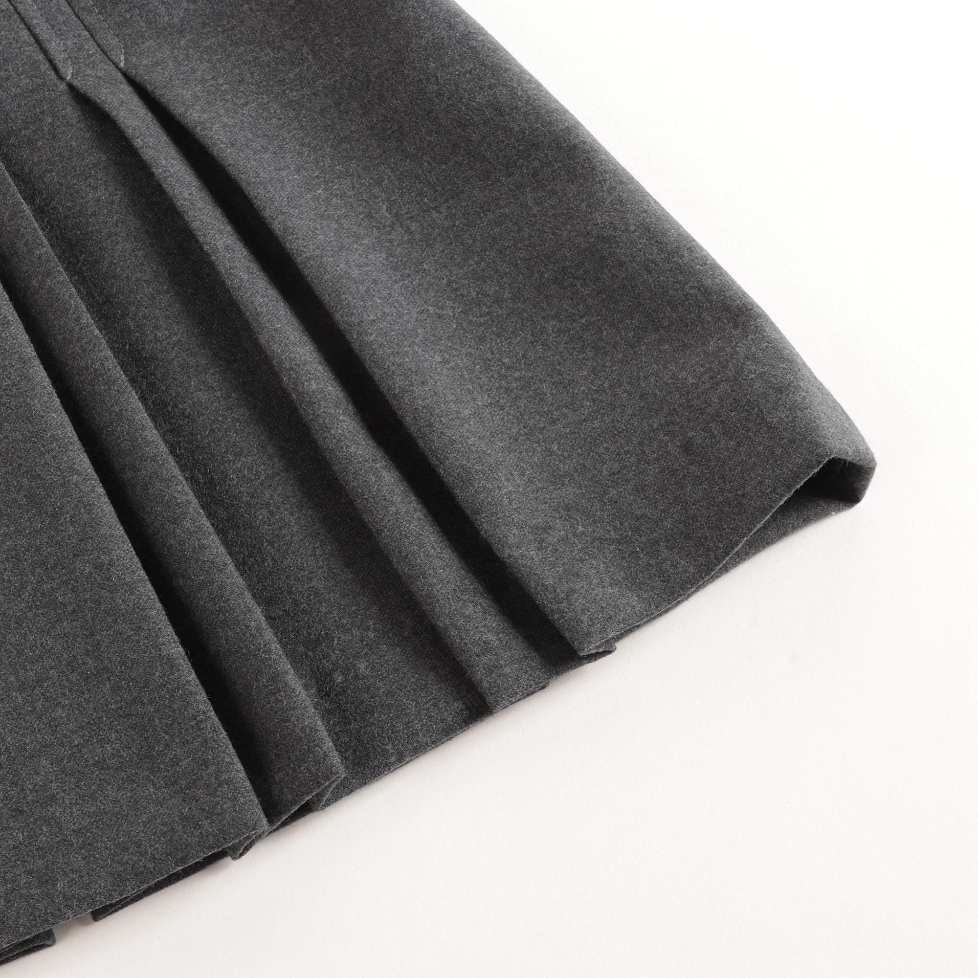 Girls Grey Pleated Wool Skirt