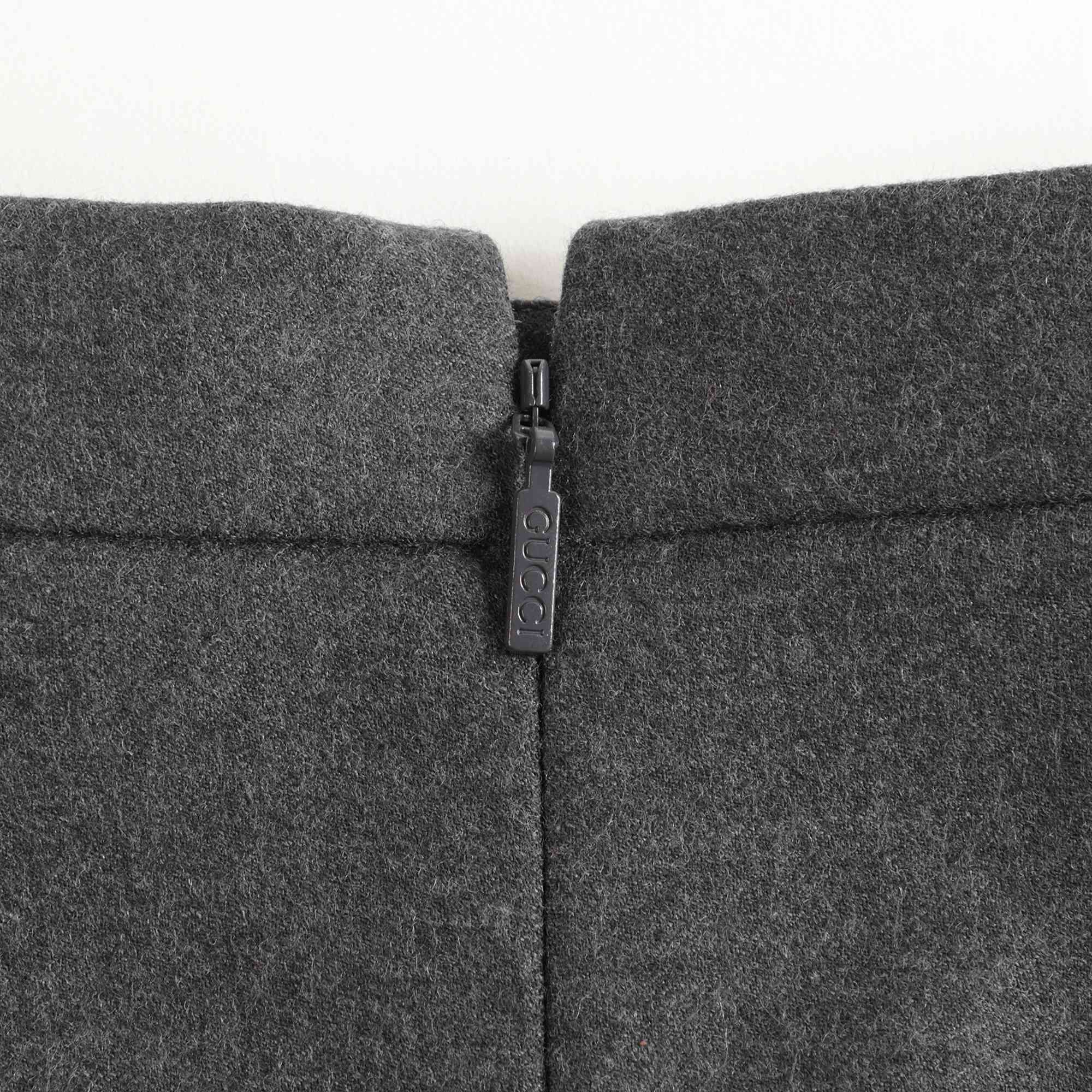 Girls Grey Pleated Wool Skirt