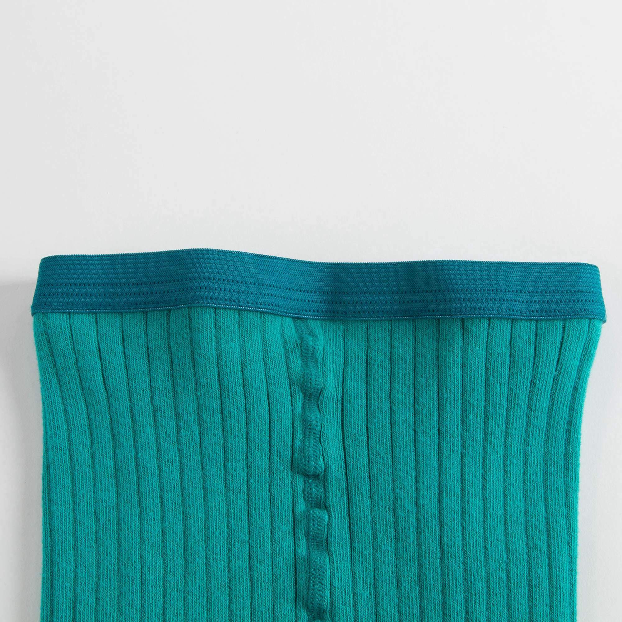 Girls Mint Blue Ribbed Tights