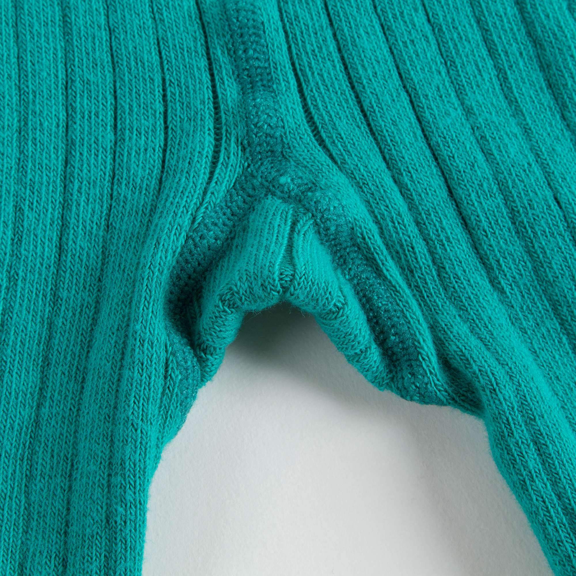 Girls Mint Blue Ribbed Tights
