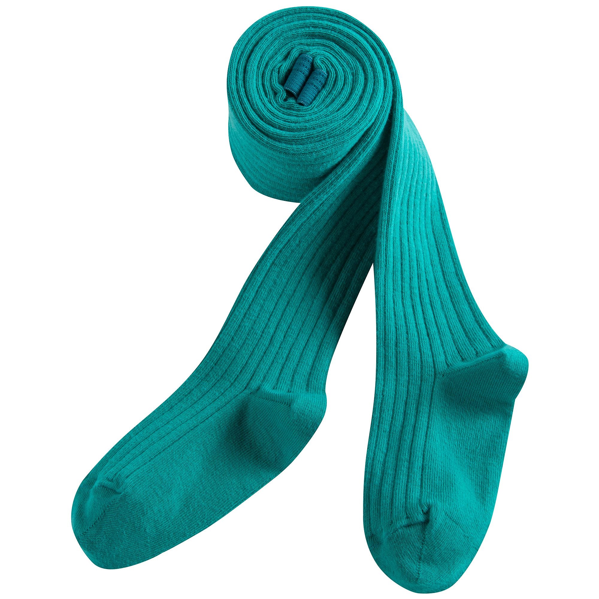 Girls Mint Blue Ribbed Tights