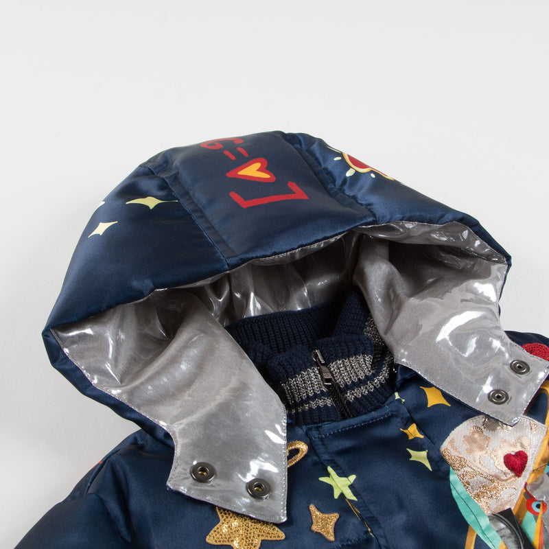 Baby  Girls  Mirror Blue  Polyester   Coat