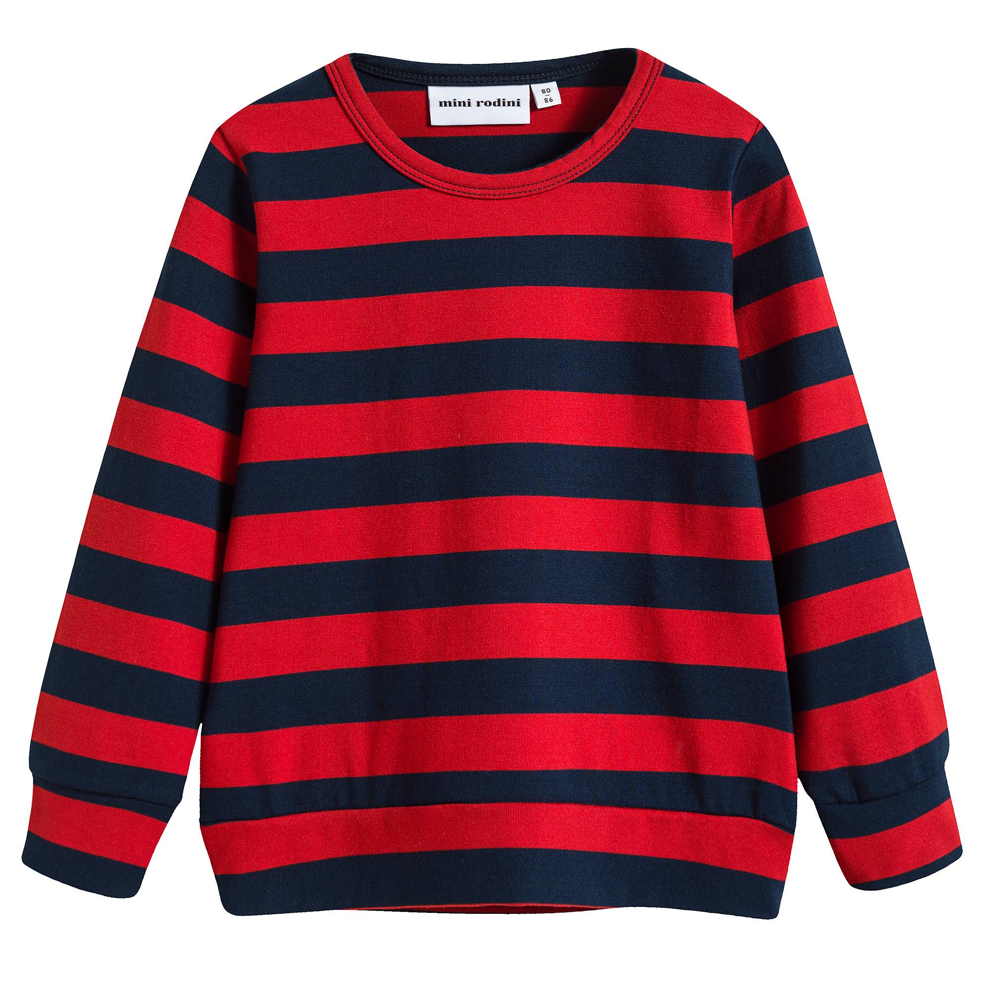 Girls Red & Blue Striped T-shirt