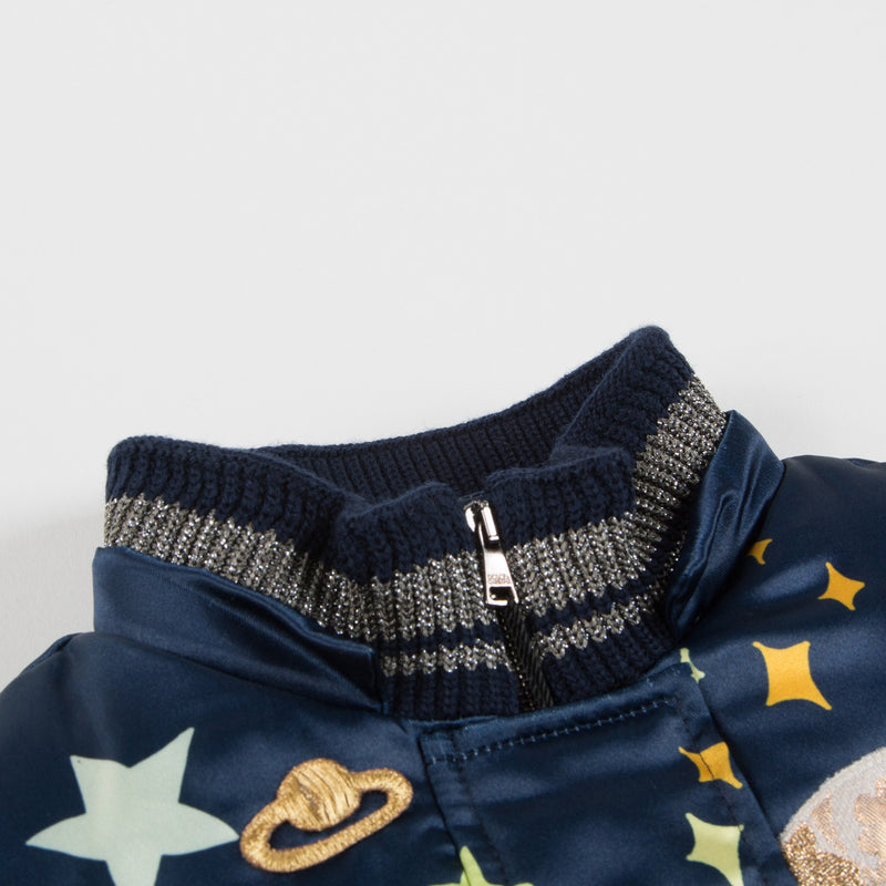 Baby  Girls  Mirror Blue  Polyester   Coat