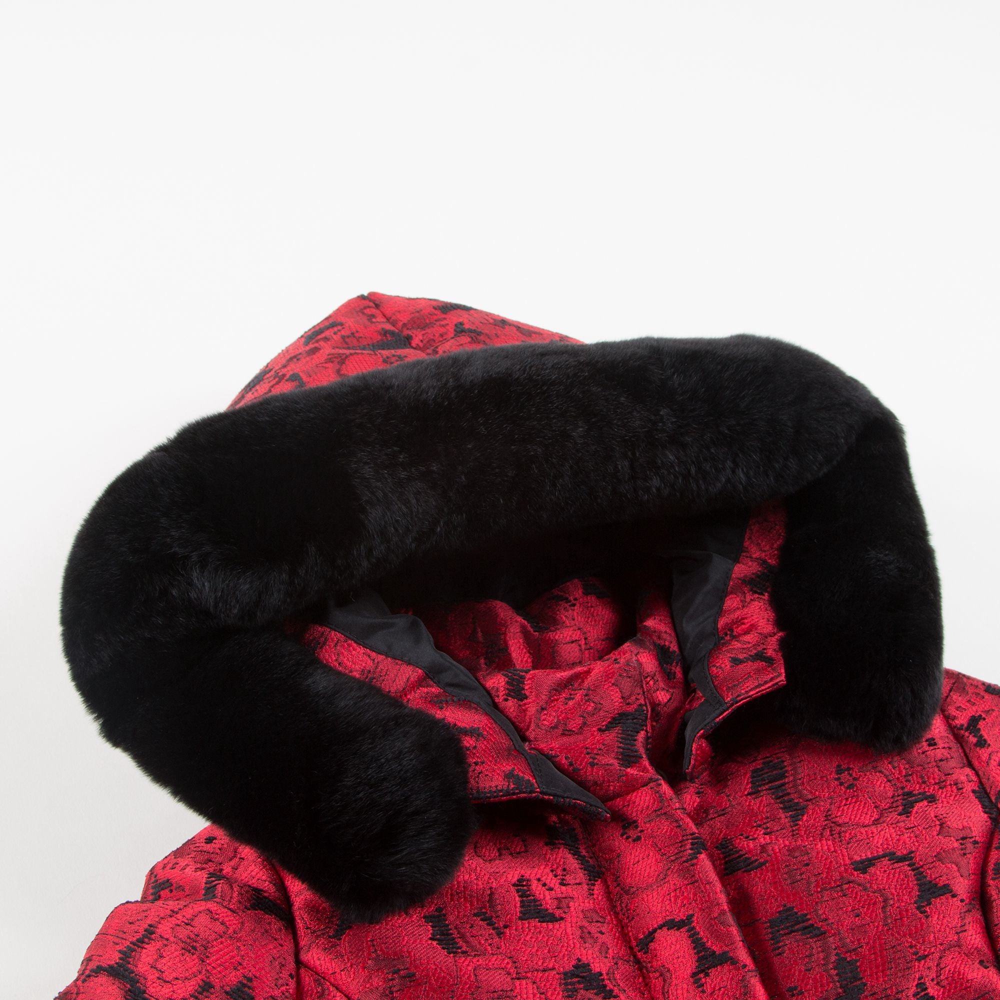 Girls  Red  &  Black  fur collar   Coat