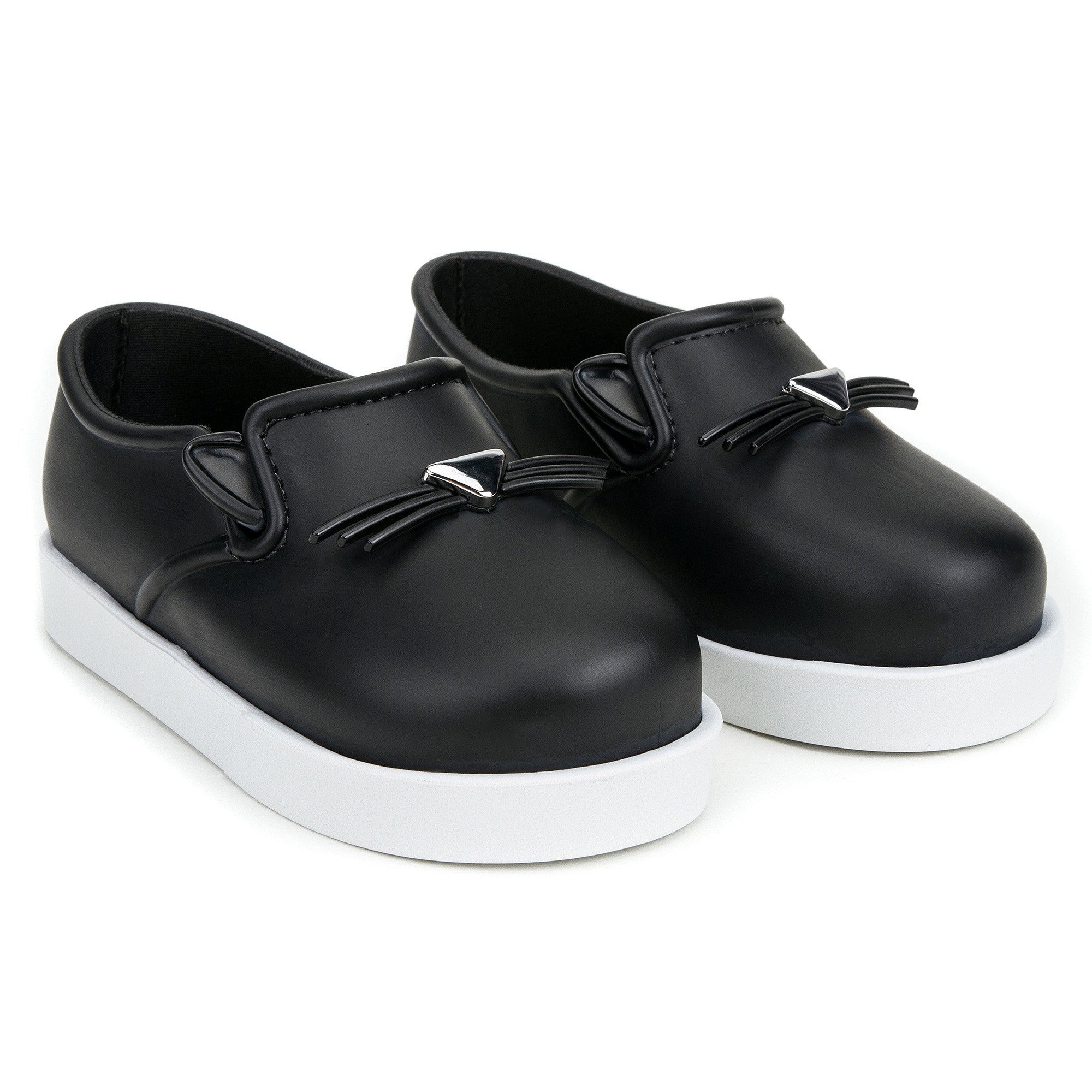 Boys &Girls Black 'Cat' Slip-On Shoes