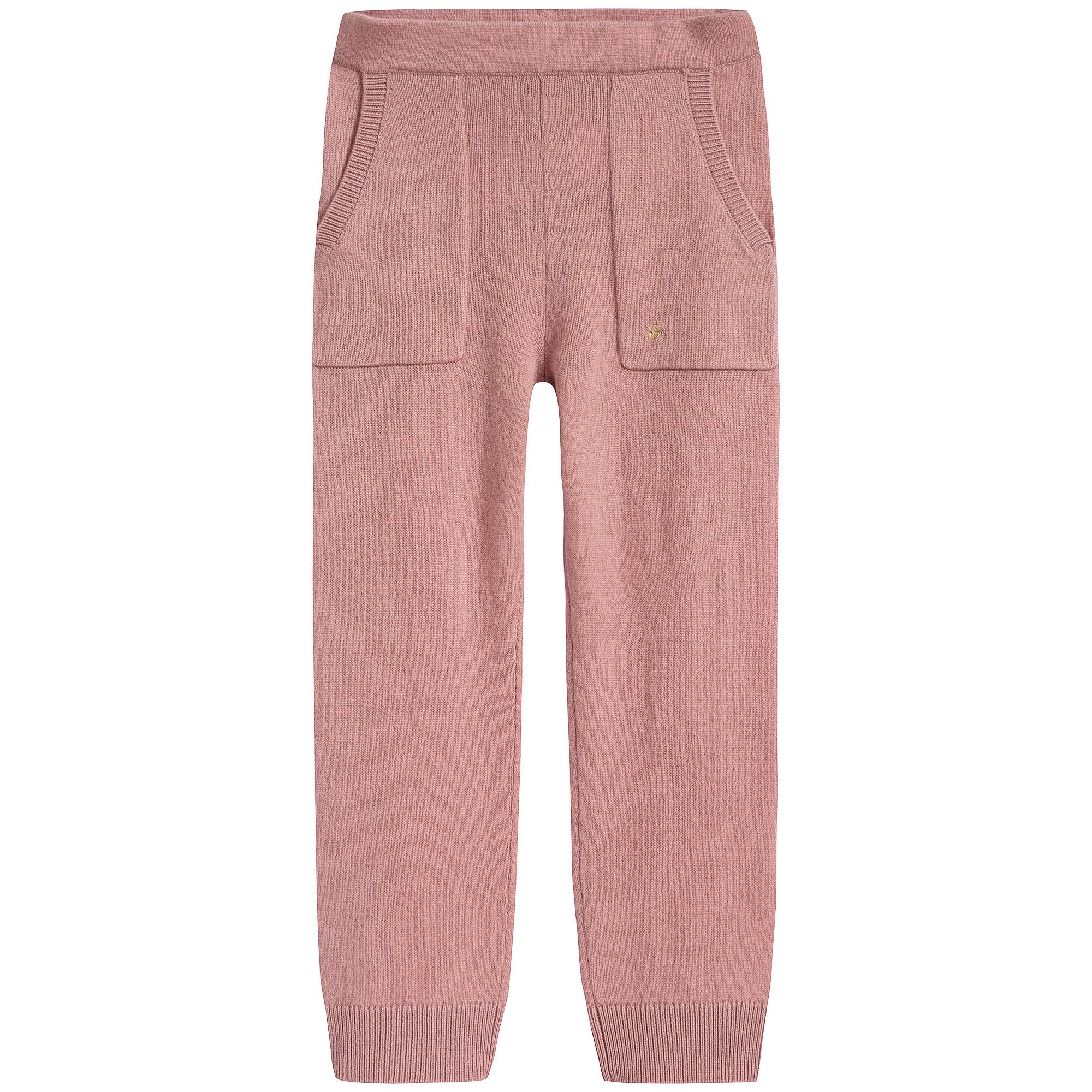 女童粉色针织长裤