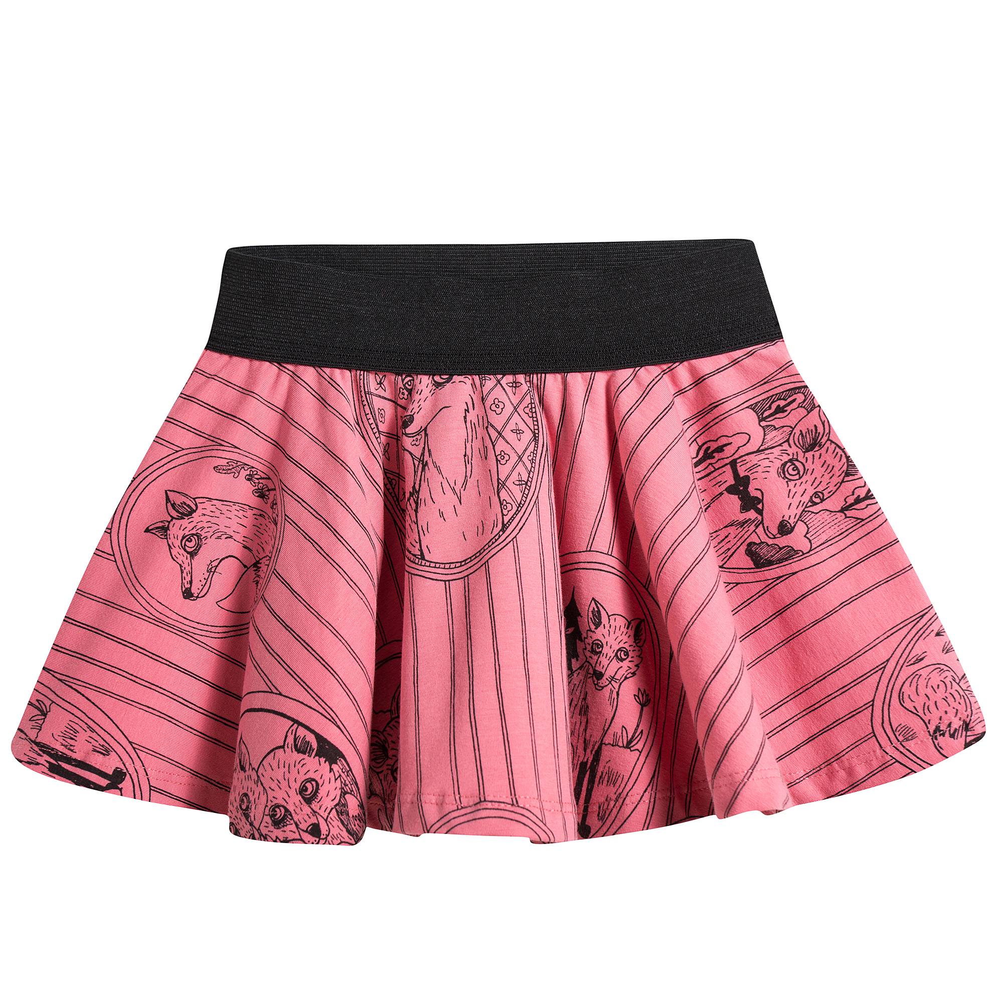 Girls Pink Fox Family Skirt