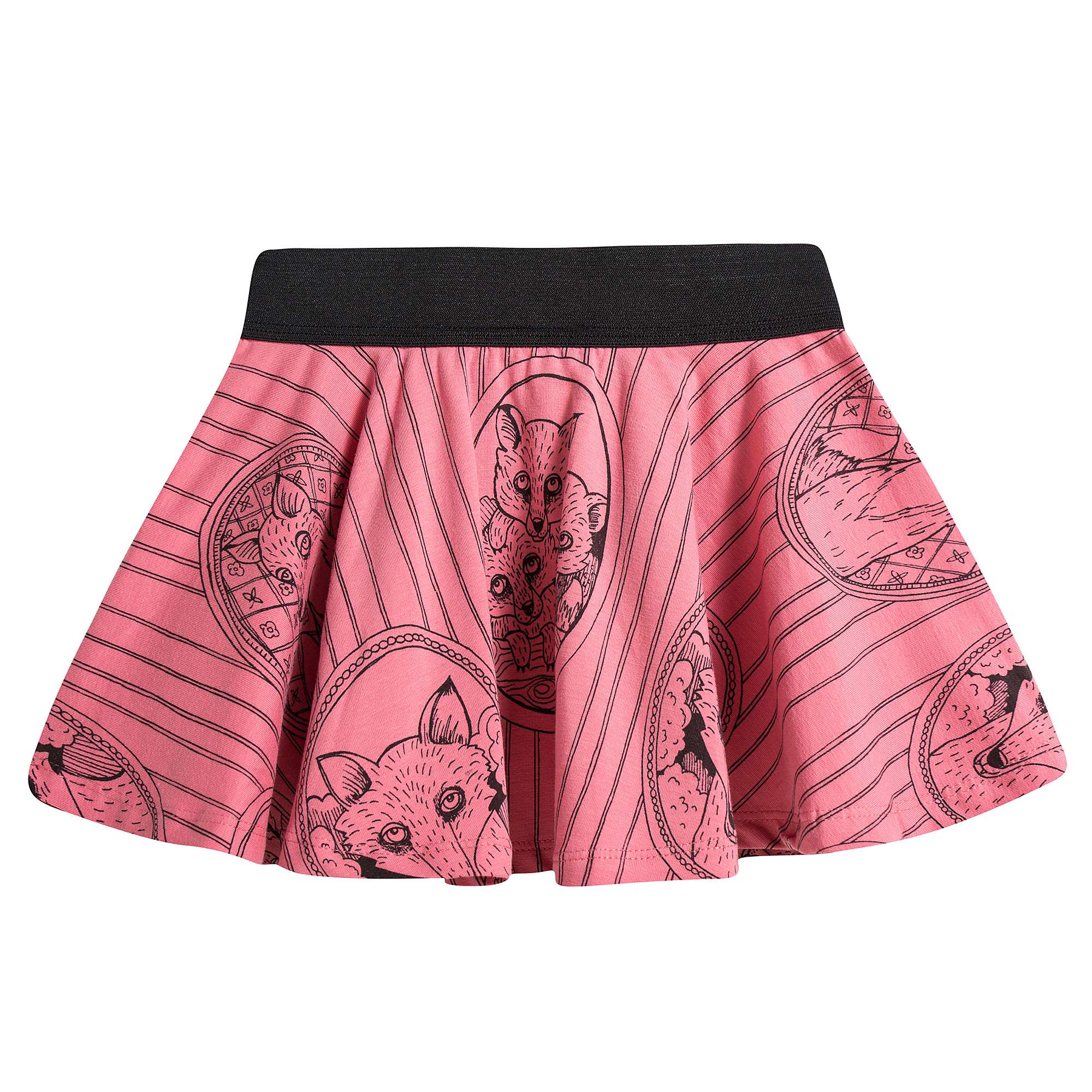 Girls Pink Fox Family Skirt