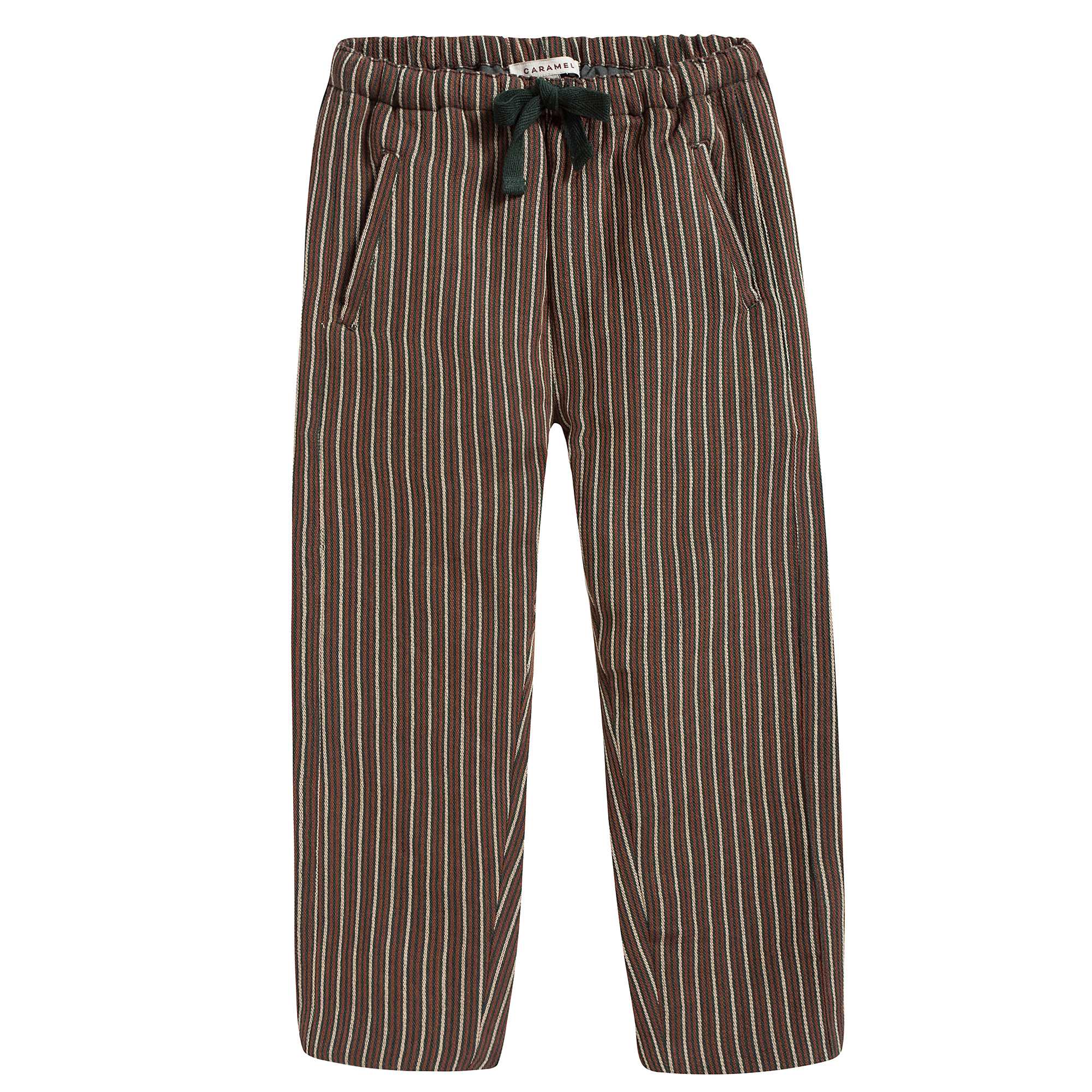 Girls Brown & Green Striped Trousers