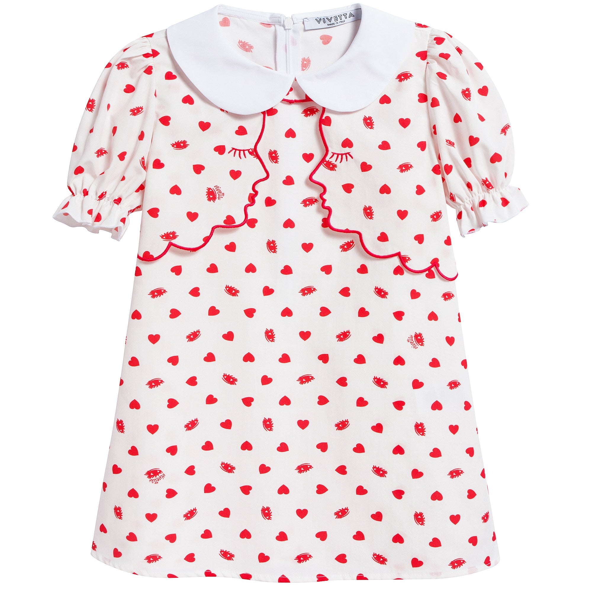 Girls Beige Collar And Embroidery Cotton Woven Dress