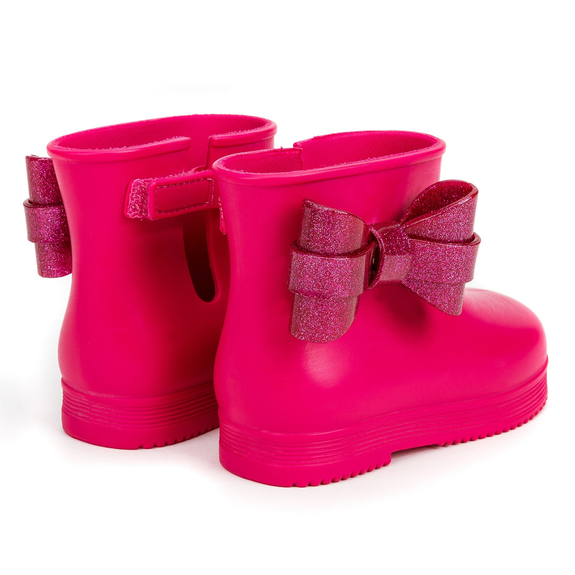 Girls Dark Pink Jelly Rainshoes with Bow