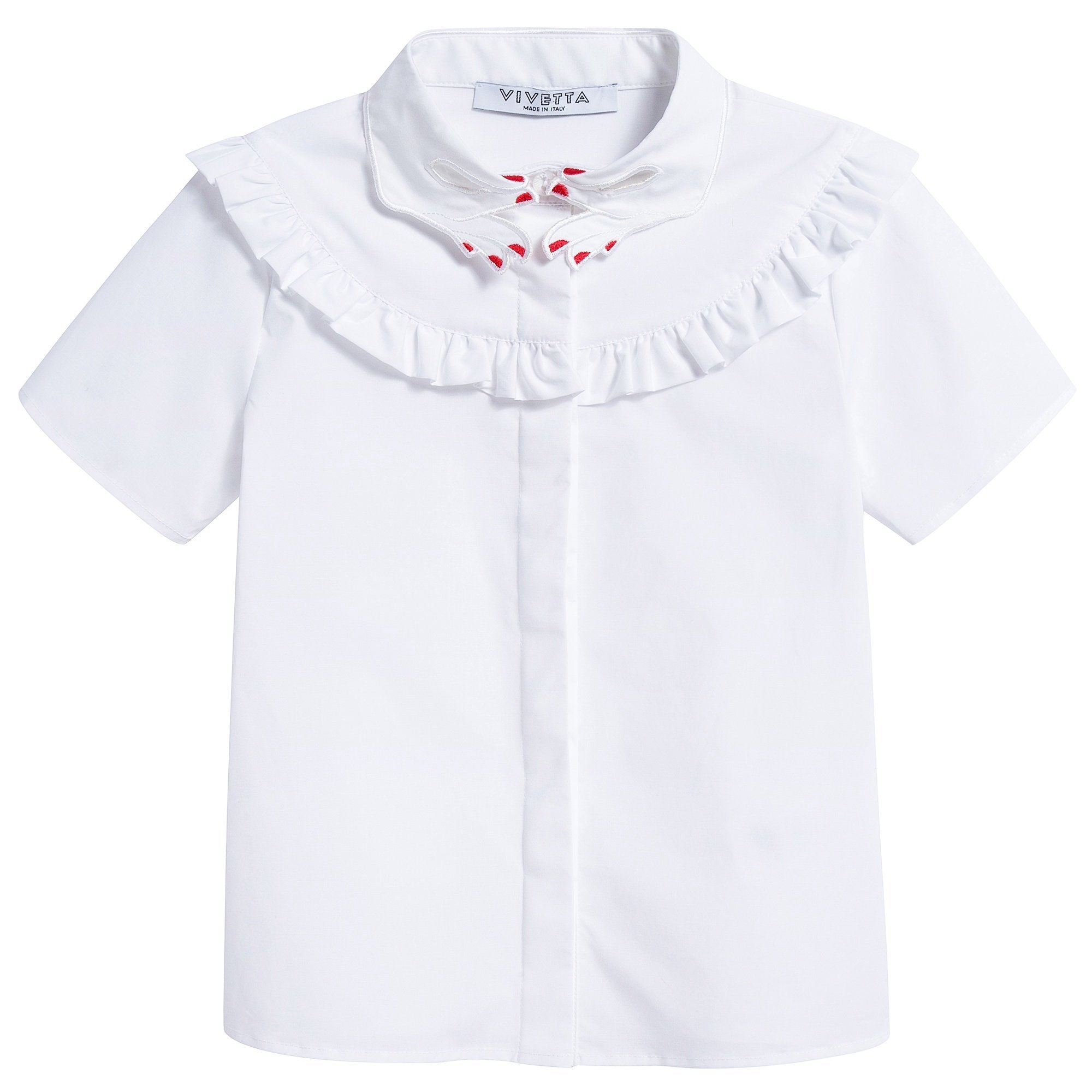 Girls White Hand Collar And Flounce Cotton Woven Shirt