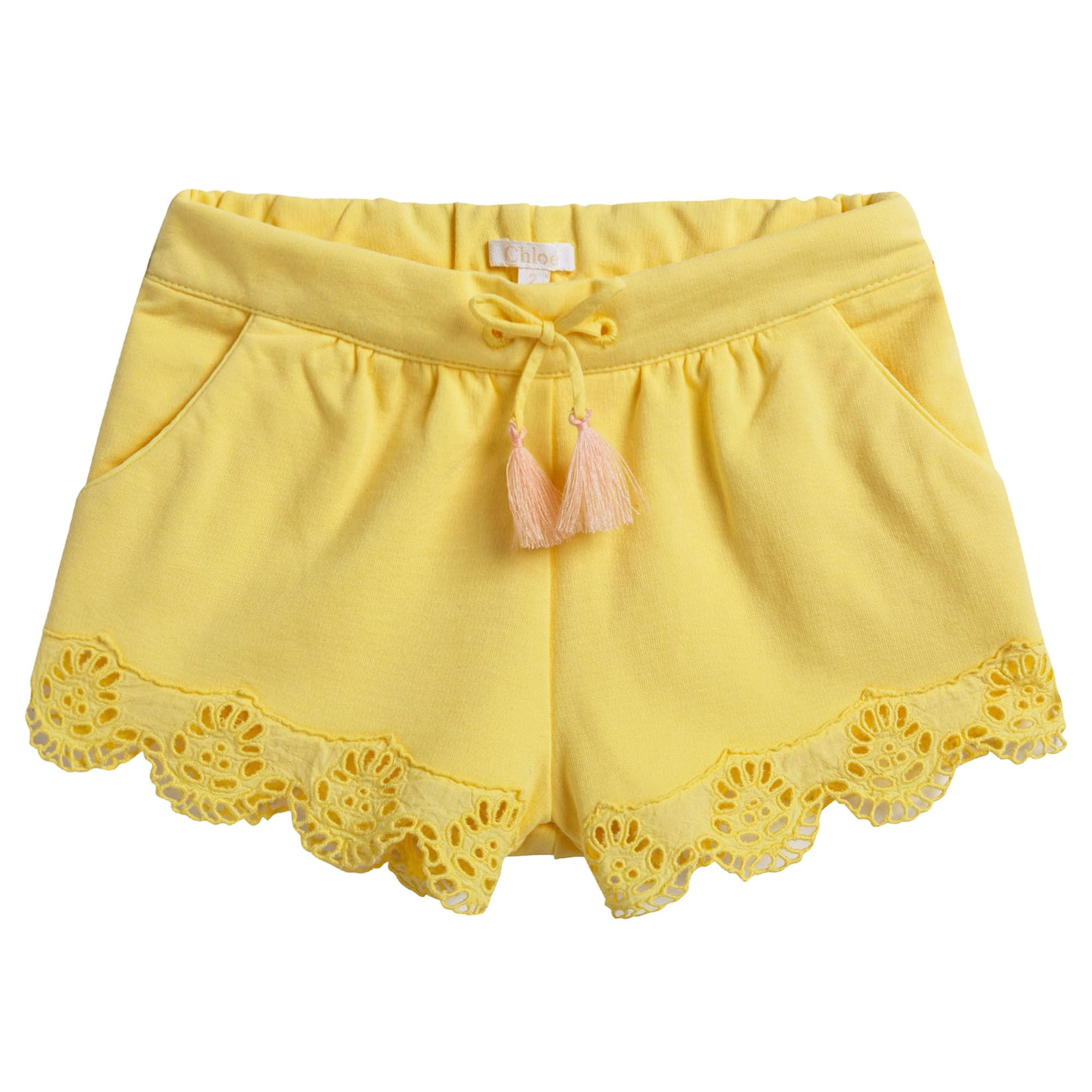 Baby Girls Yellow Cotton Shorts