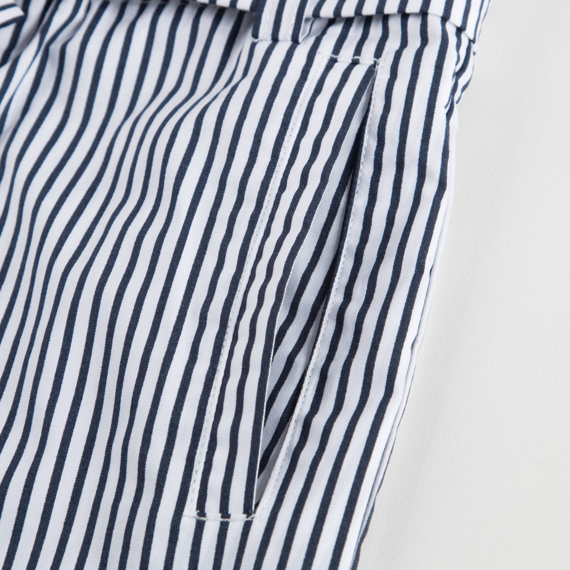Girls Blue & White Striped Cotton Trousers