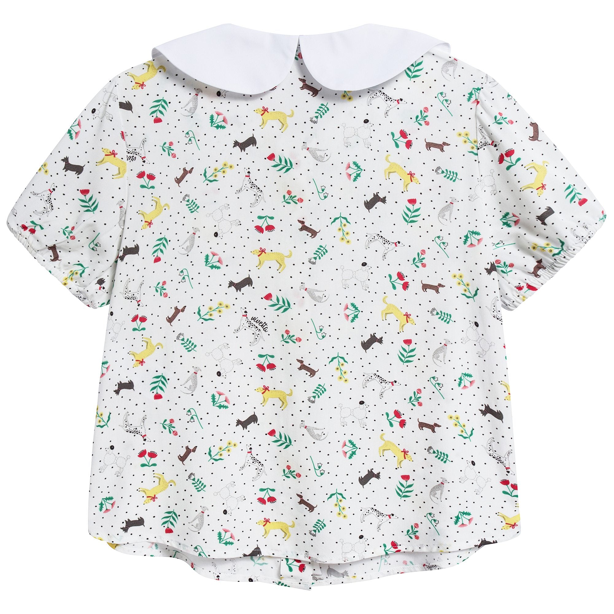 Girls Light Blue Collar Printed Wide Shirt