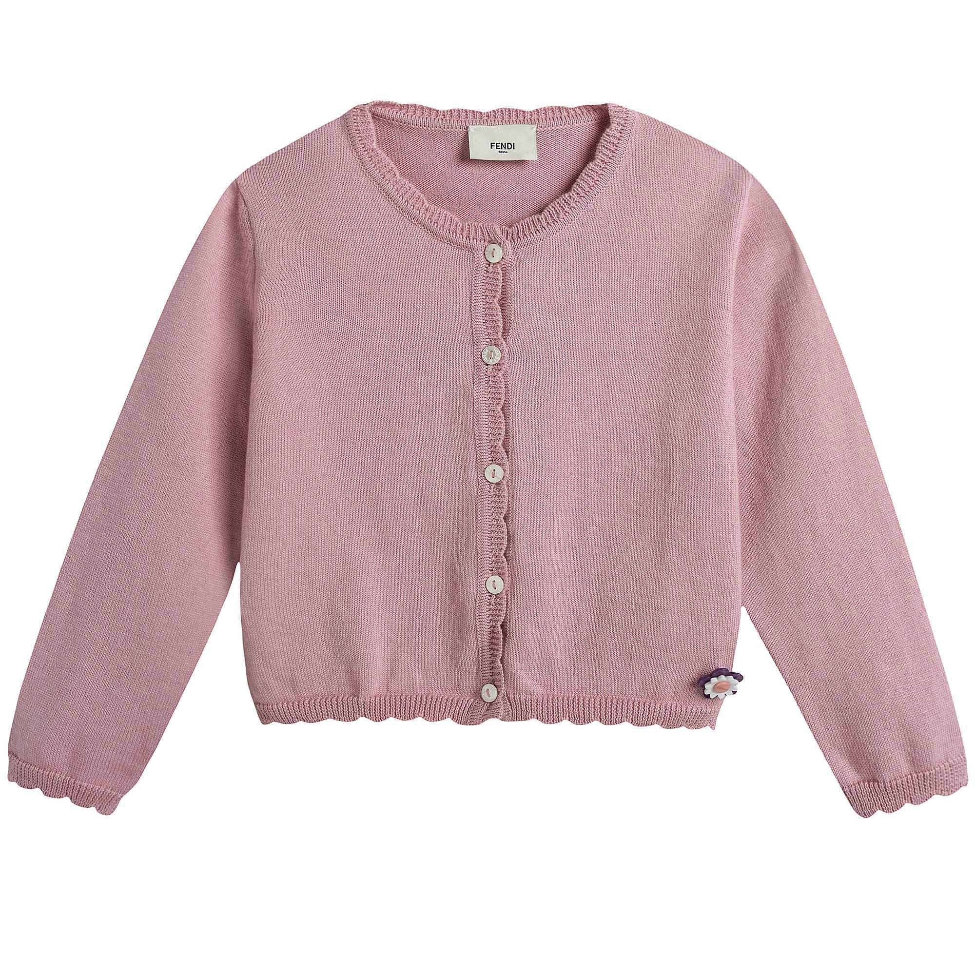 Baby Girls Light Pink Cotton Knitted Cardigan - CÉMAROSE | Children's Fashion Store - 1