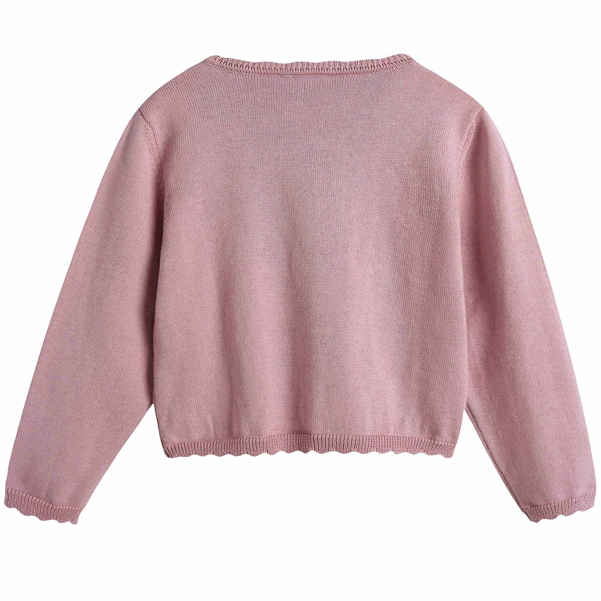 Baby Girls Light Pink Cotton Knitted Cardigan - CÉMAROSE | Children's Fashion Store - 2