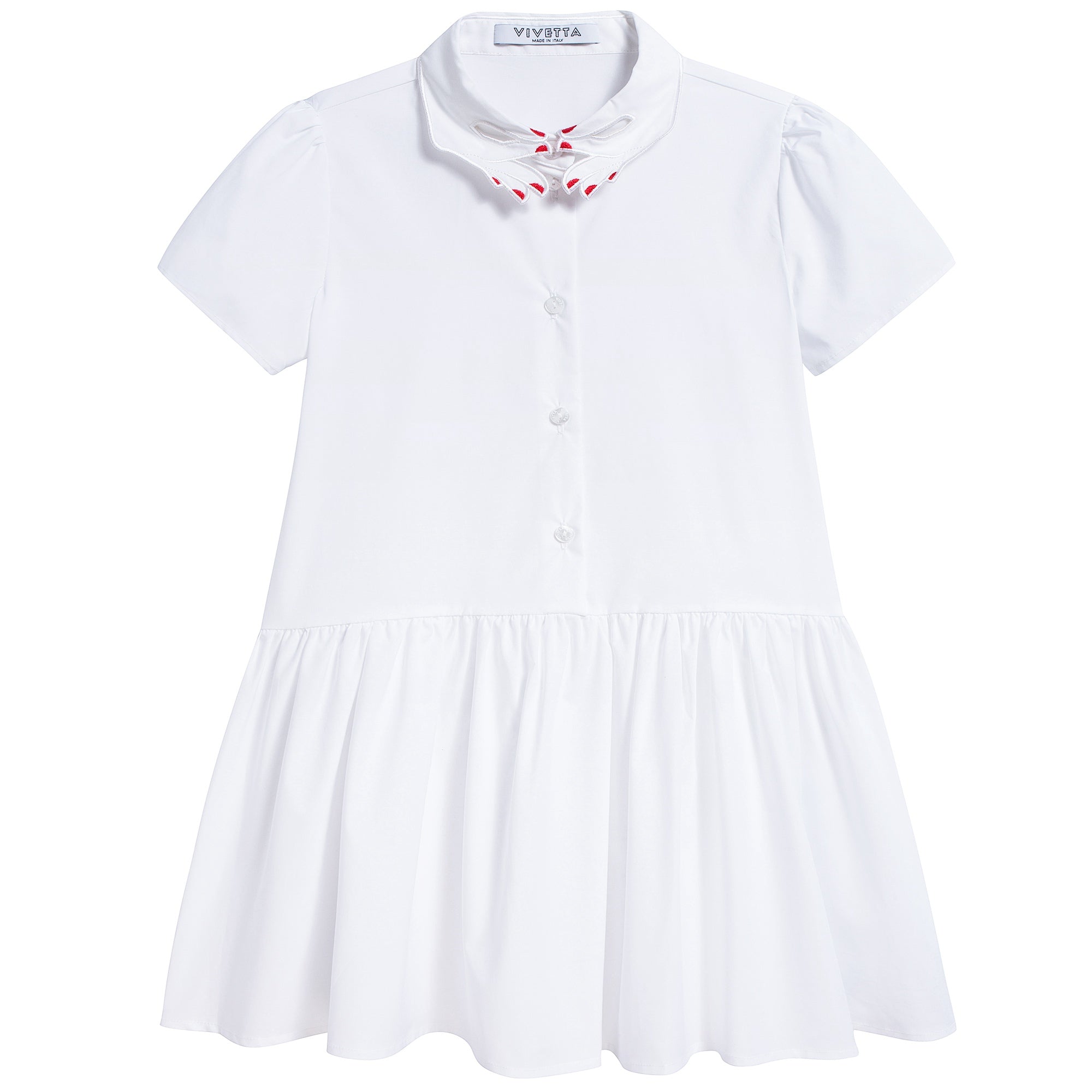 Girls White Hand Collar Cotton Dress