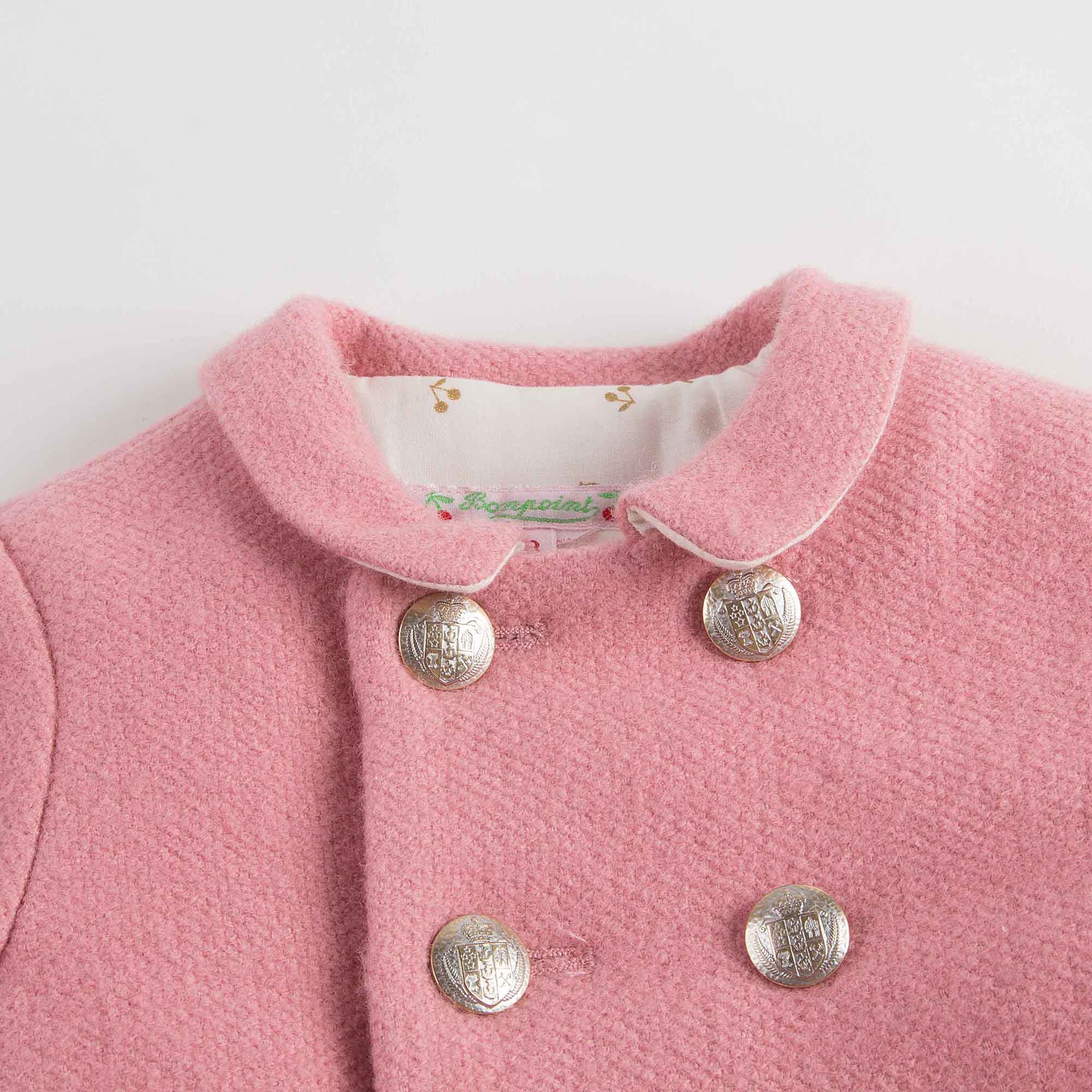 Baby Girls Pink With Gold Bottons Coat - CÉMAROSE | Children's Fashion Store - 4