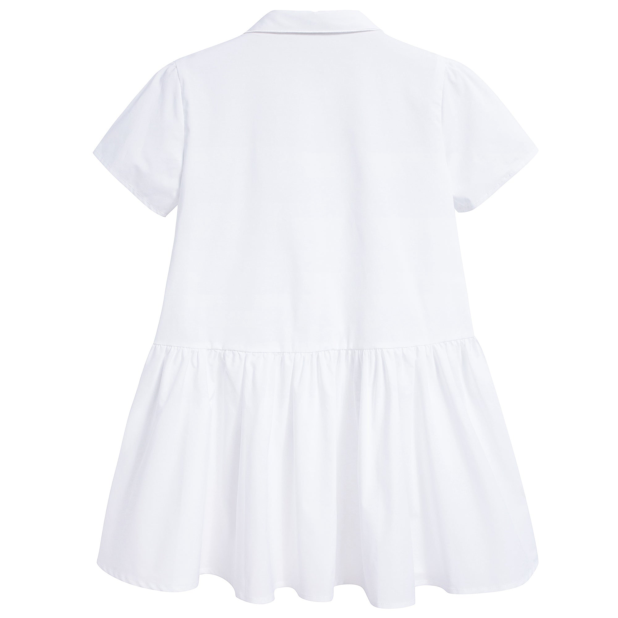 Girls White Hand Collar Cotton Dress