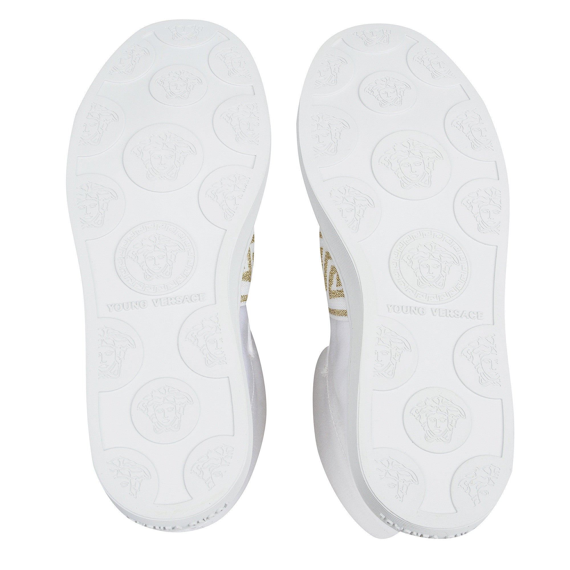 Girls White High Top With Gold Rhinestone Trims