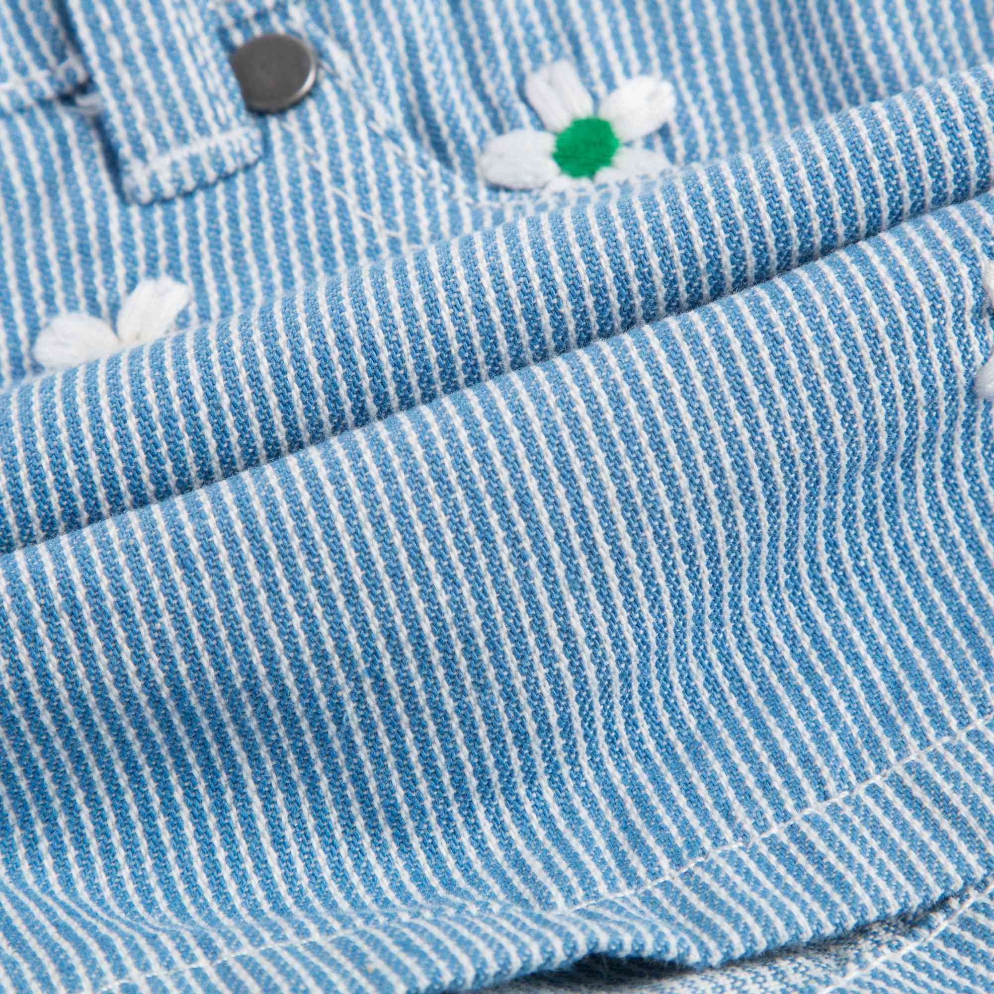Girls Blue Striped Cotton Shorts