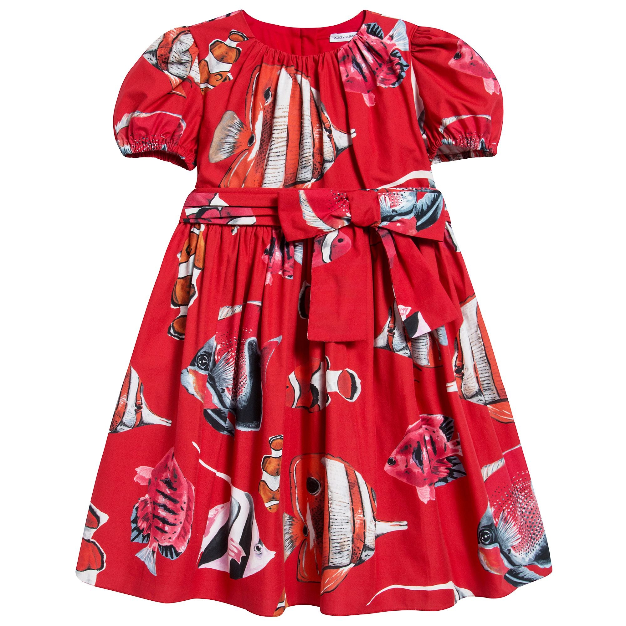 Girls Red Tropical Fish Cotton Dress