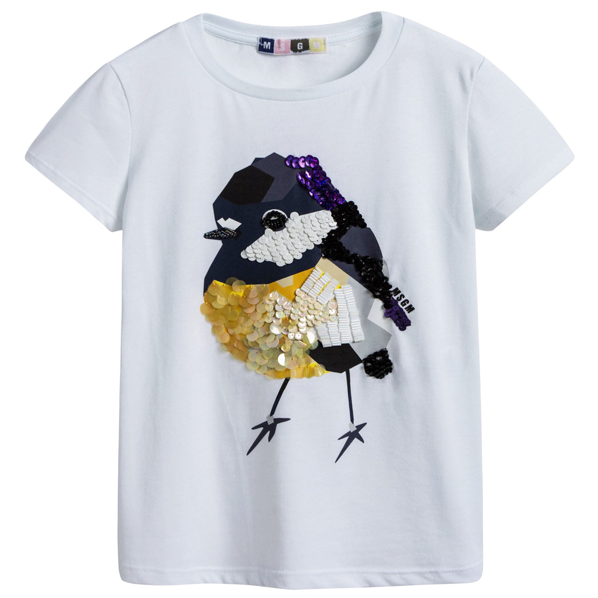 Girls White Cotton T-Shirt With Multicolor Chick Print