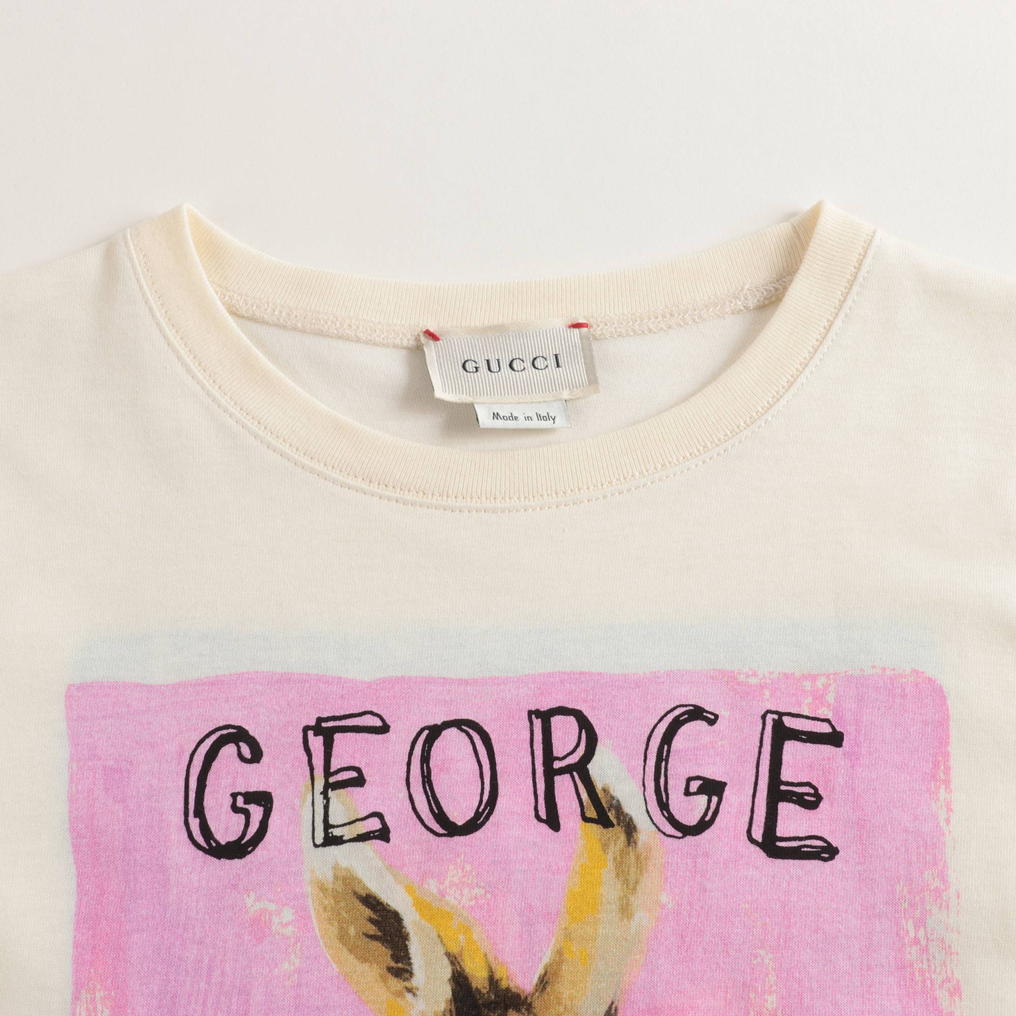 Girls Beige Printing Cotton T-shirt