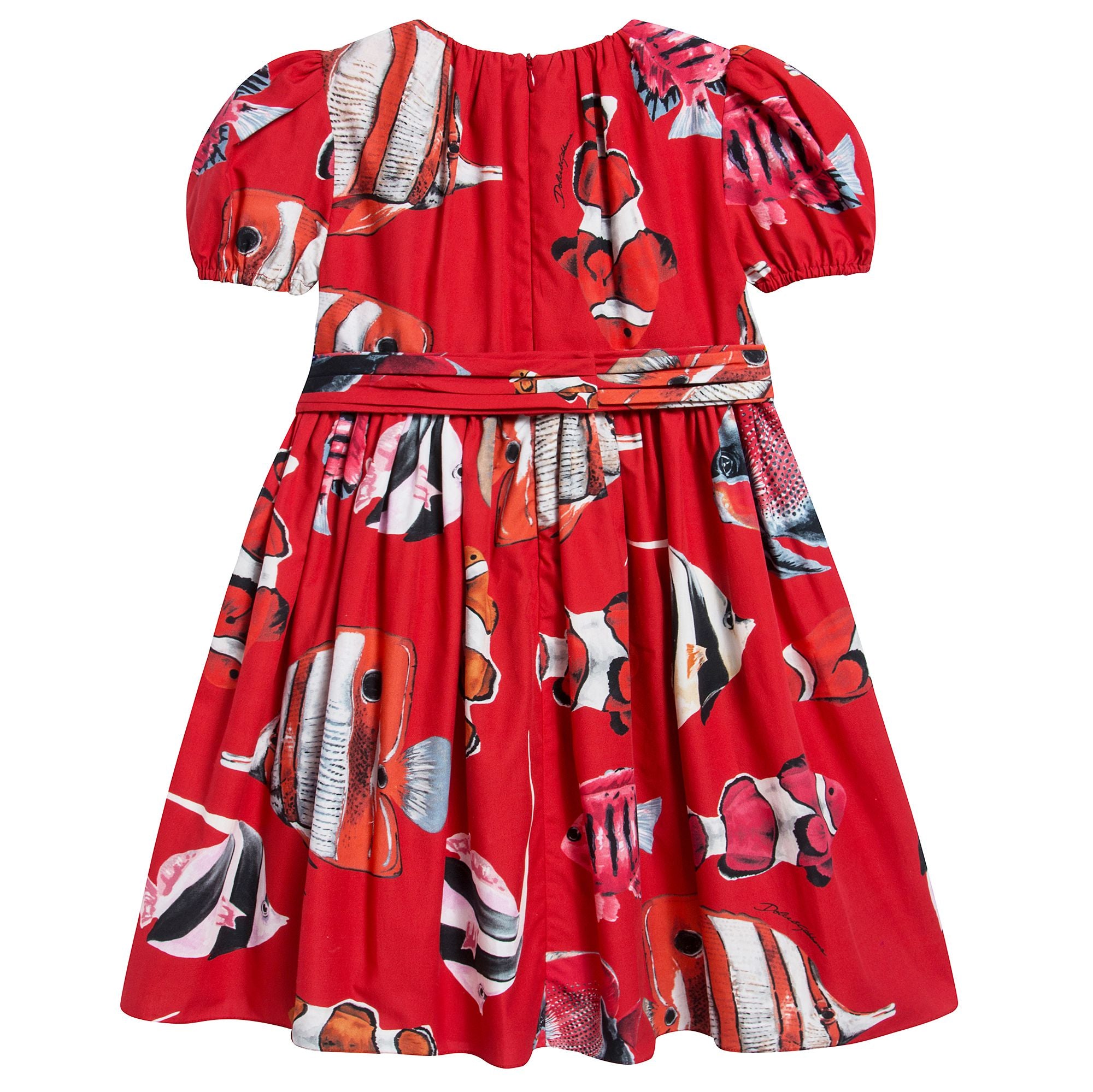 Girls Red Tropical Fish Cotton Dress