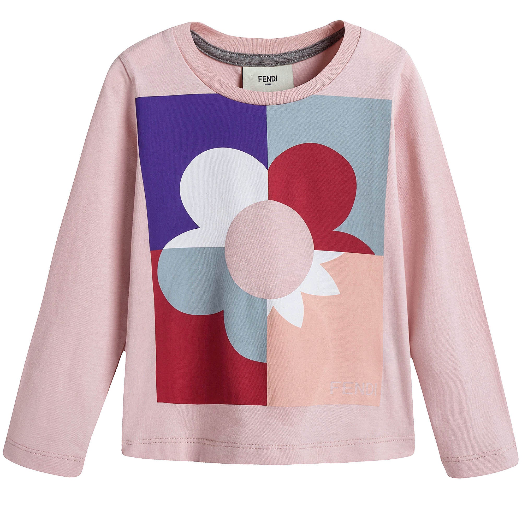 Girls Pink Flower Printed Cotton T-Shirt - CÉMAROSE | Children's Fashion Store - 1