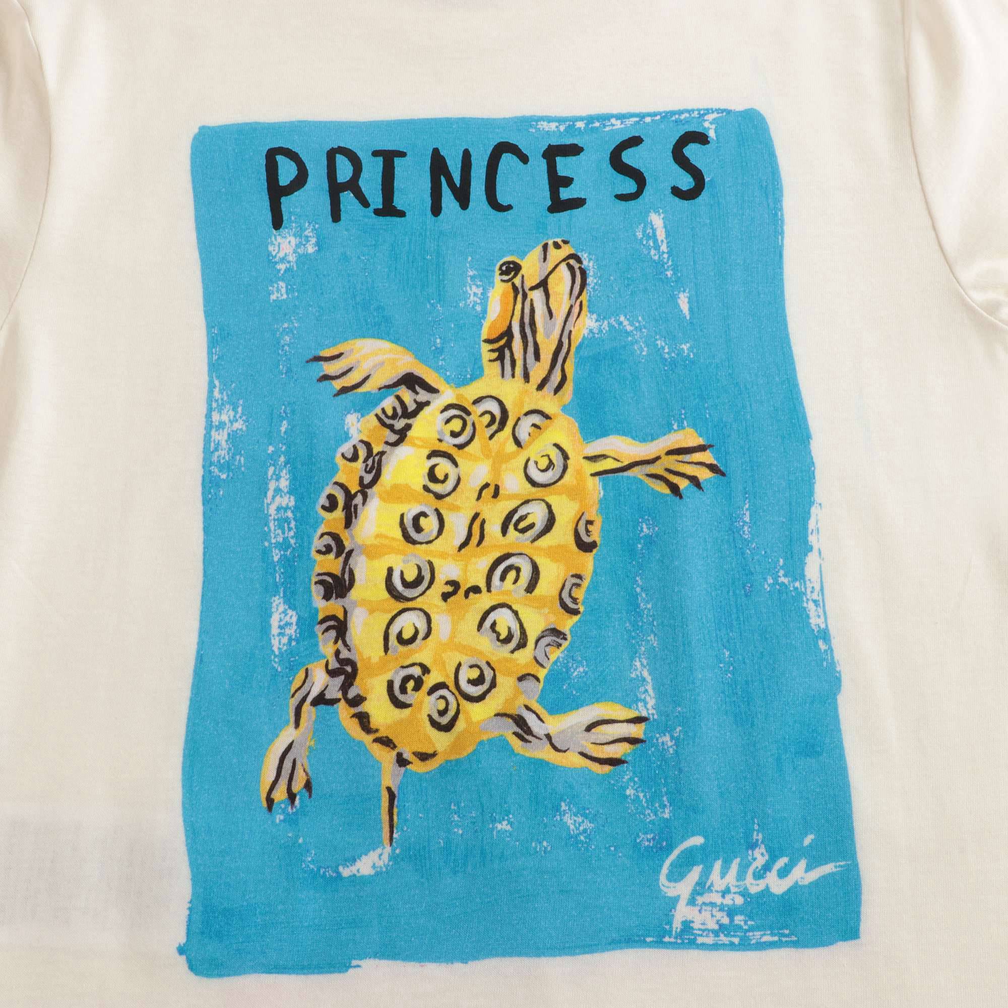 Girls Beige Printing Cotton T-shirt
