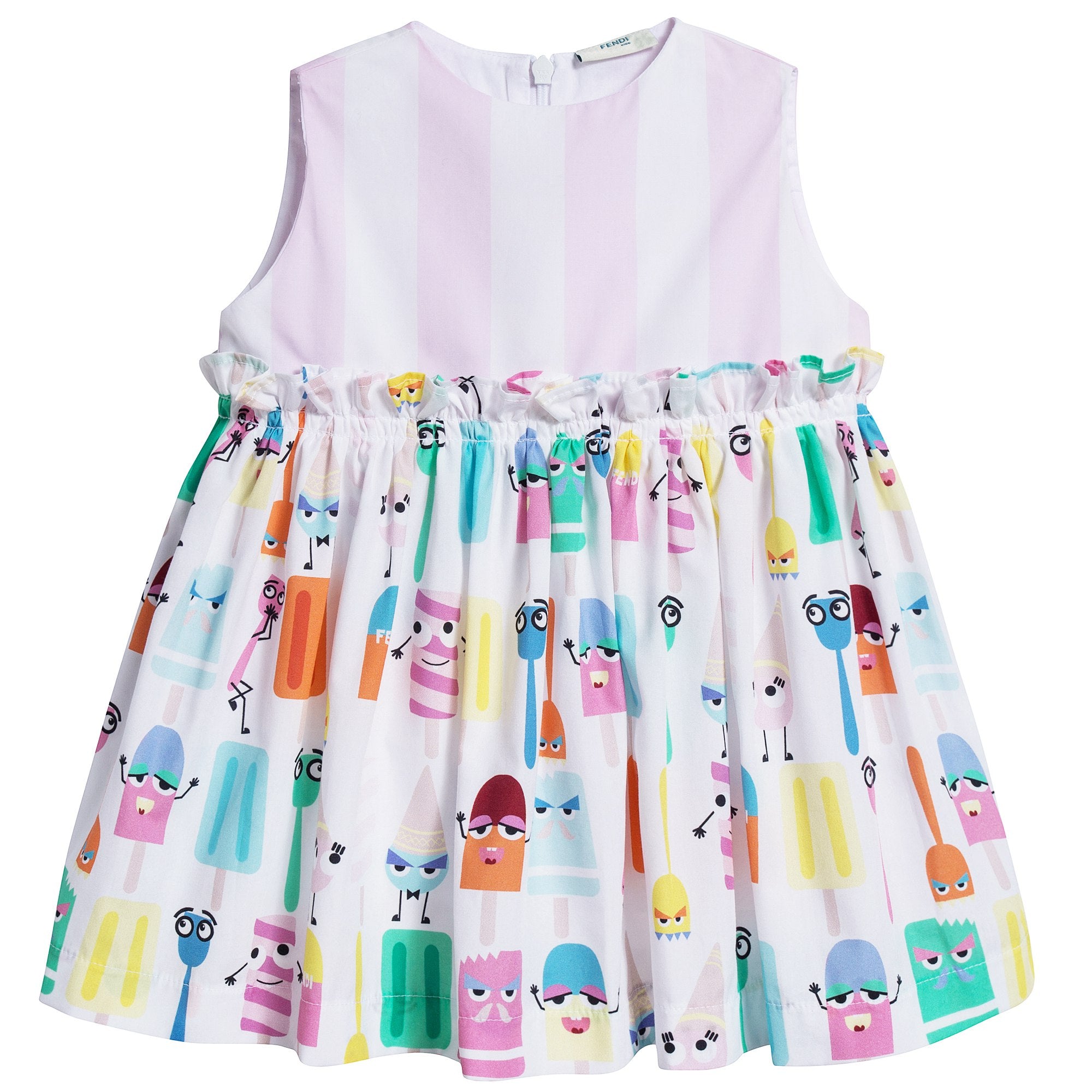 Baby Girls White & Multicolor Printed Dress