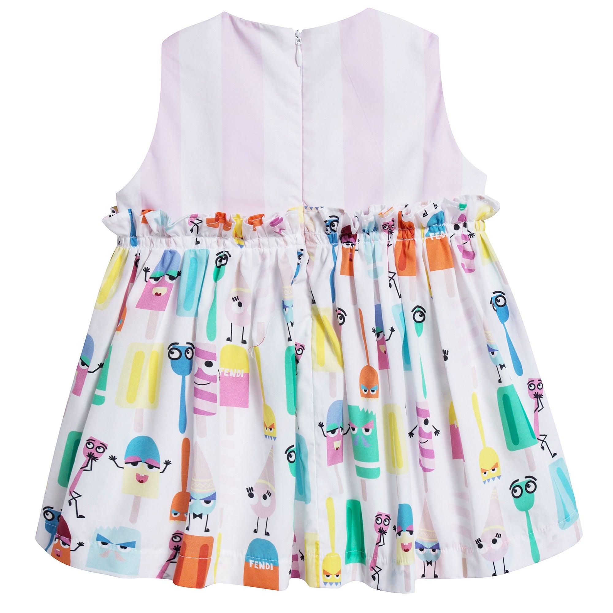 Baby Girls White & Multicolor Printed Dress