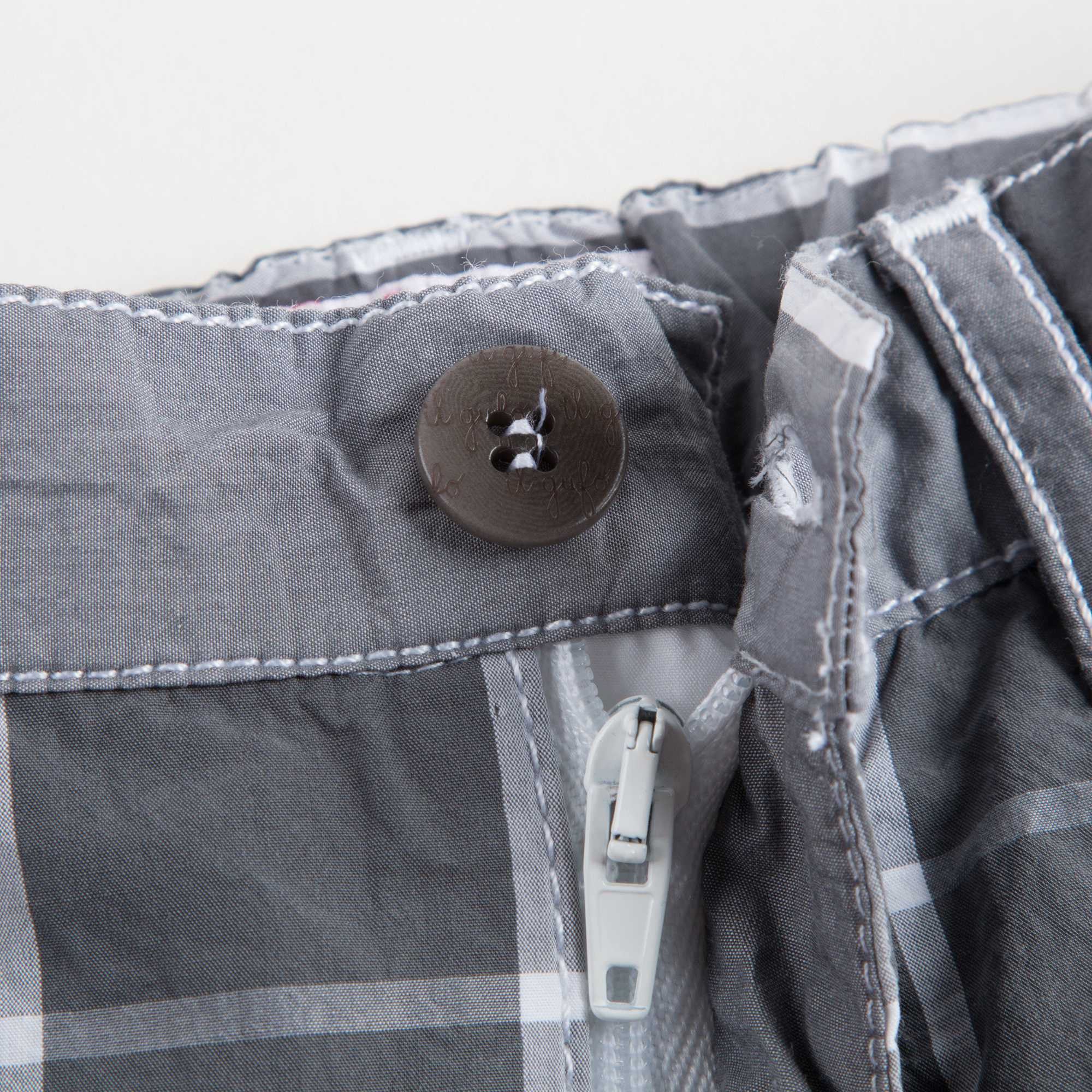 Boys Grey & White Checked Shorts