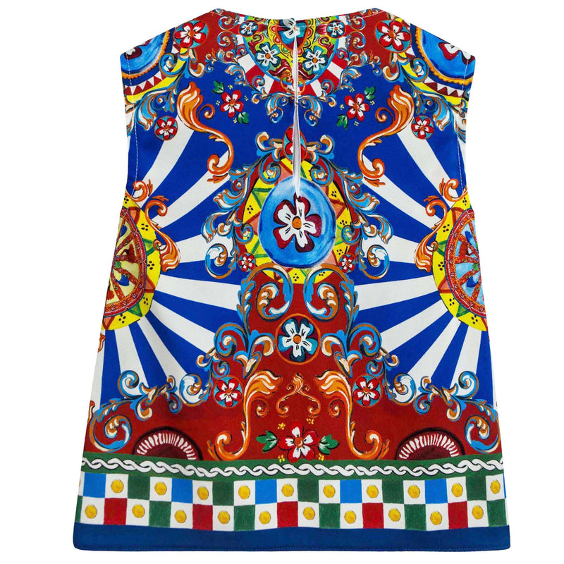 Girls Multicolor Printed Sleeveless T-Shirt