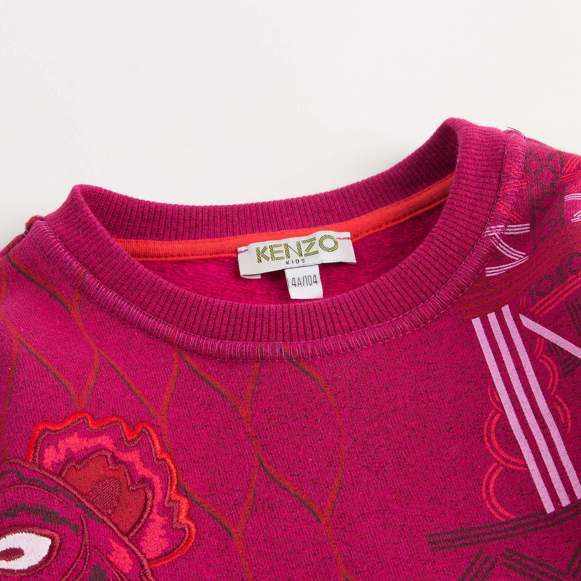 Girls Dark Pink Allover Embroidered Trims Sweatshirt - CÉMAROSE | Children's Fashion Store - 2