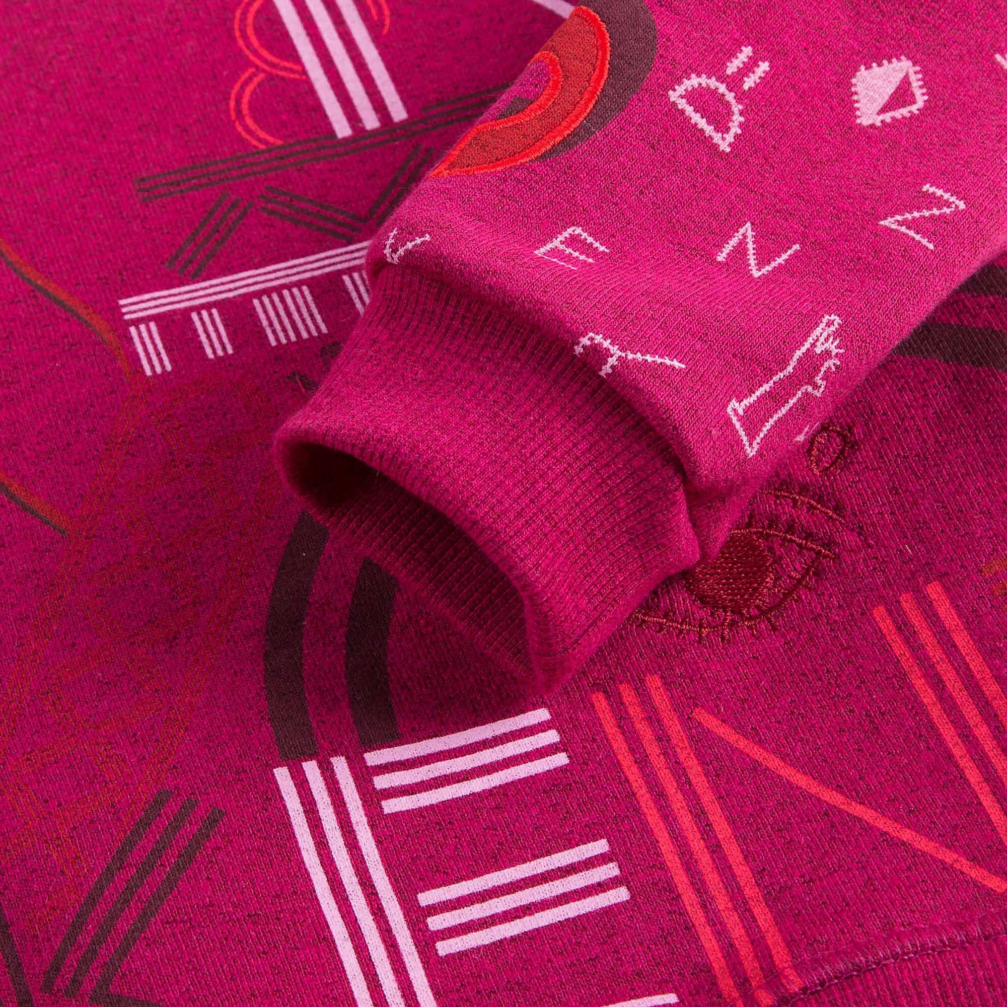 Girls Dark Pink Allover Embroidered Trims Sweatshirt - CÉMAROSE | Children's Fashion Store - 3
