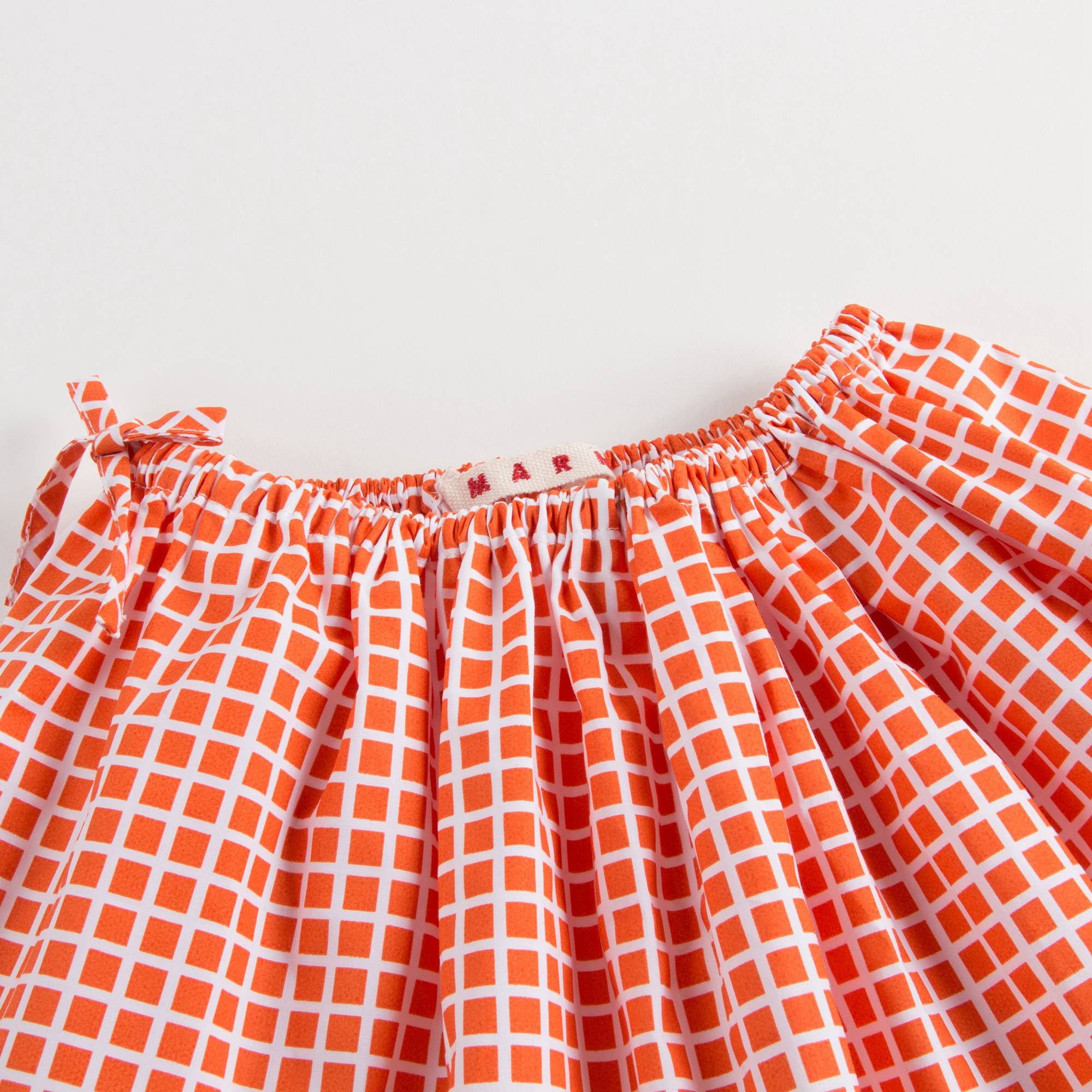 Girls Orange Checked Cotton Skirt