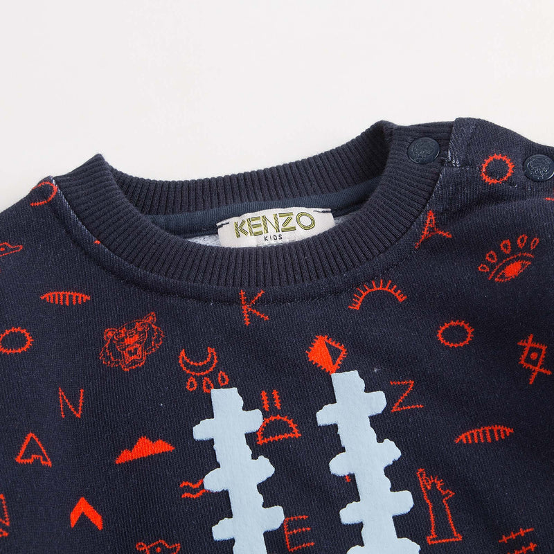 Baby Boys Navy Blue Allover Printed Sweatshirt - CÉMAROSE | Children's Fashion Store - 2