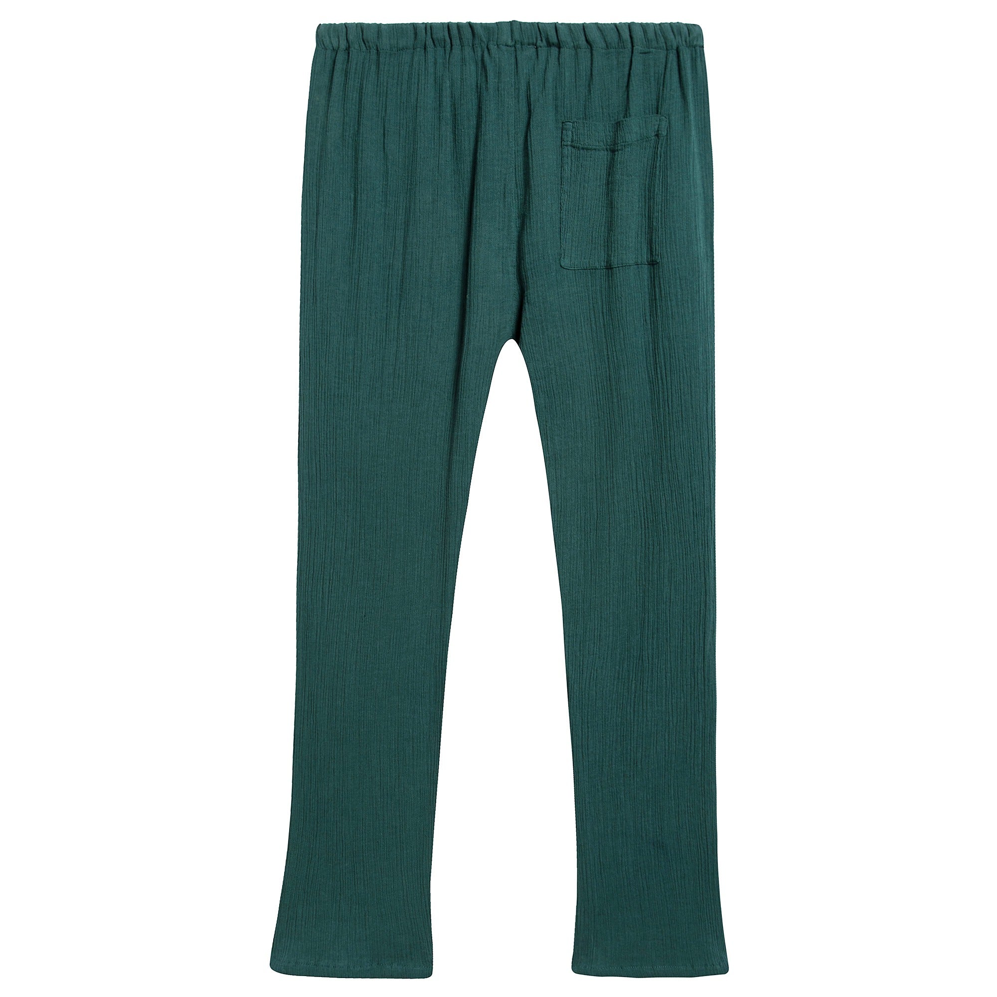 Girls & Boys Dark Green Cotton Woven Trousers