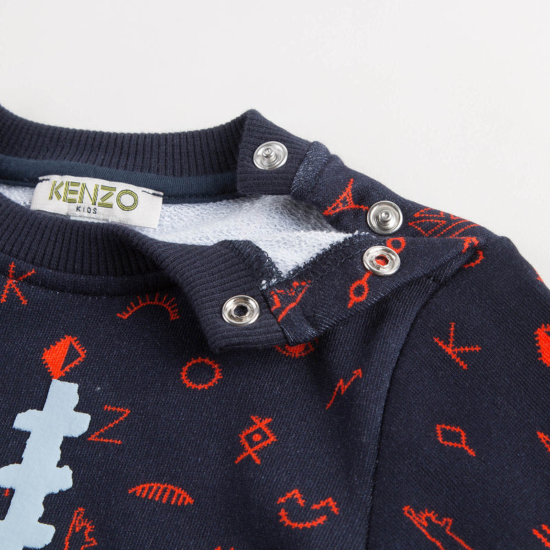 Baby Boys Navy Blue Allover Printed Sweatshirt - CÉMAROSE | Children's Fashion Store - 6