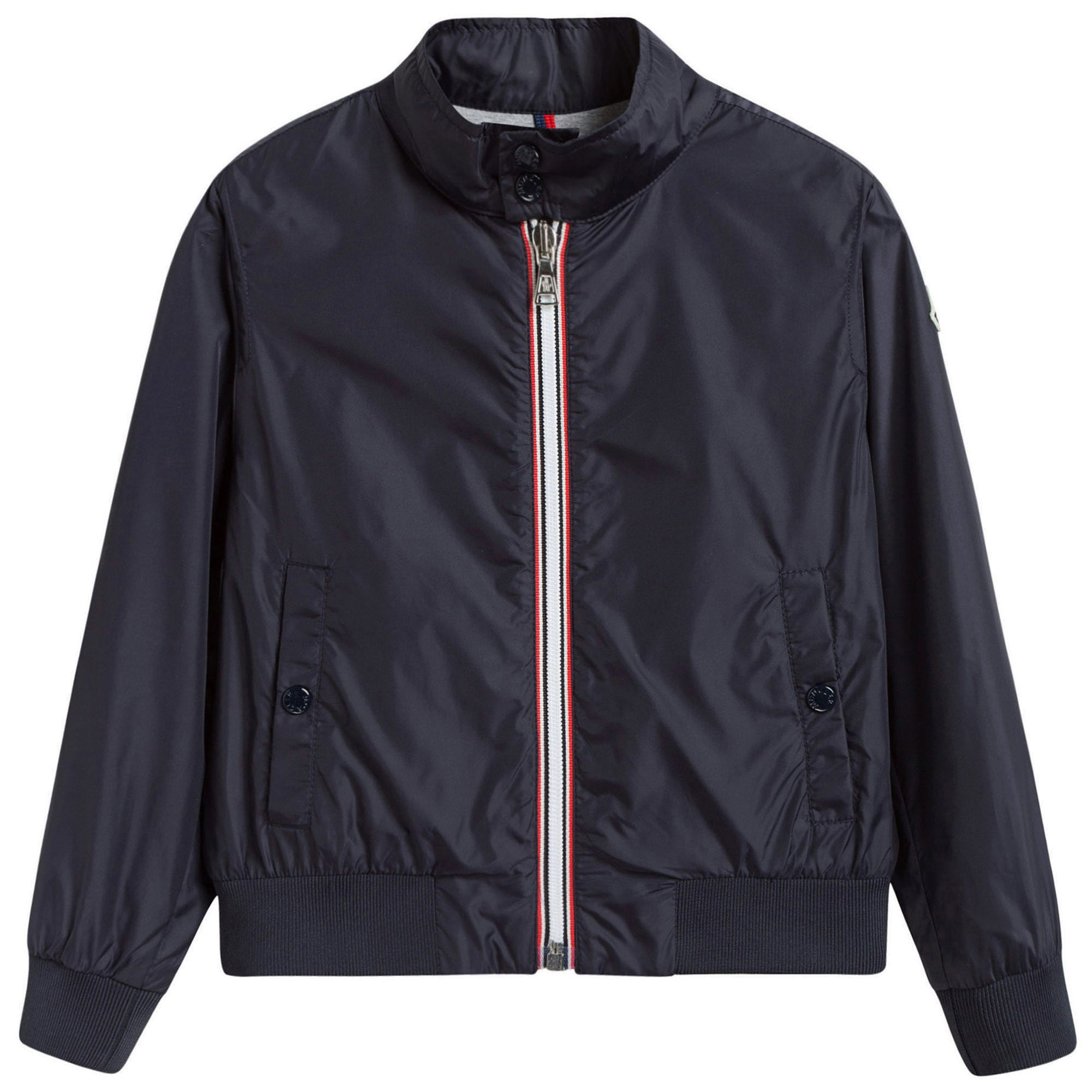 Boys Navy Blue Ribbed Cuffs 'Fabrice' Jacket With White Zipper