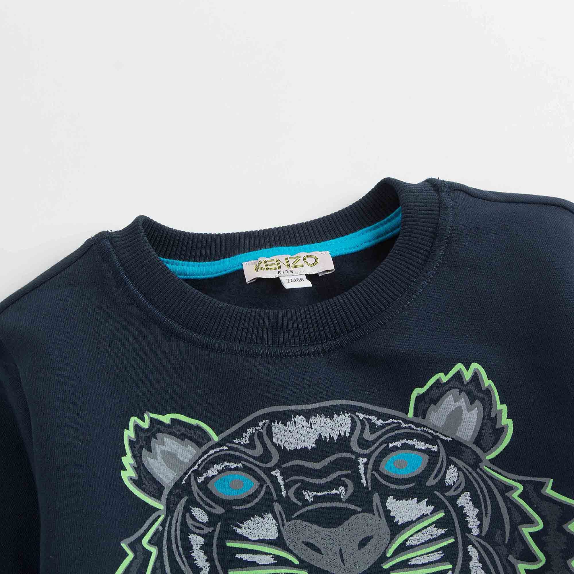 Boys Navy Blue Embroidered Tiger Head Cotton Sweatshirt - CÉMAROSE | Children's Fashion Store - 2