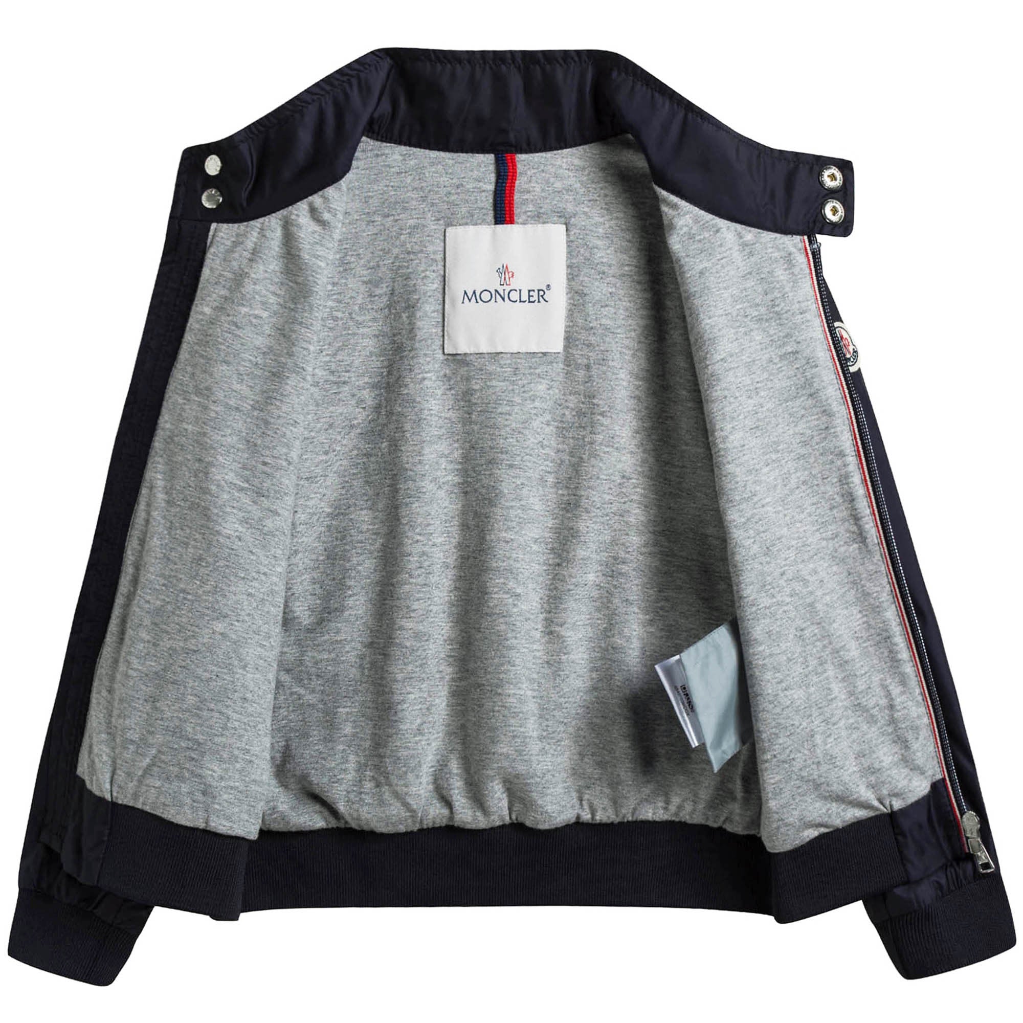 Boys Navy Blue Ribbed Cuffs 'Fabrice' Jacket With White Zipper