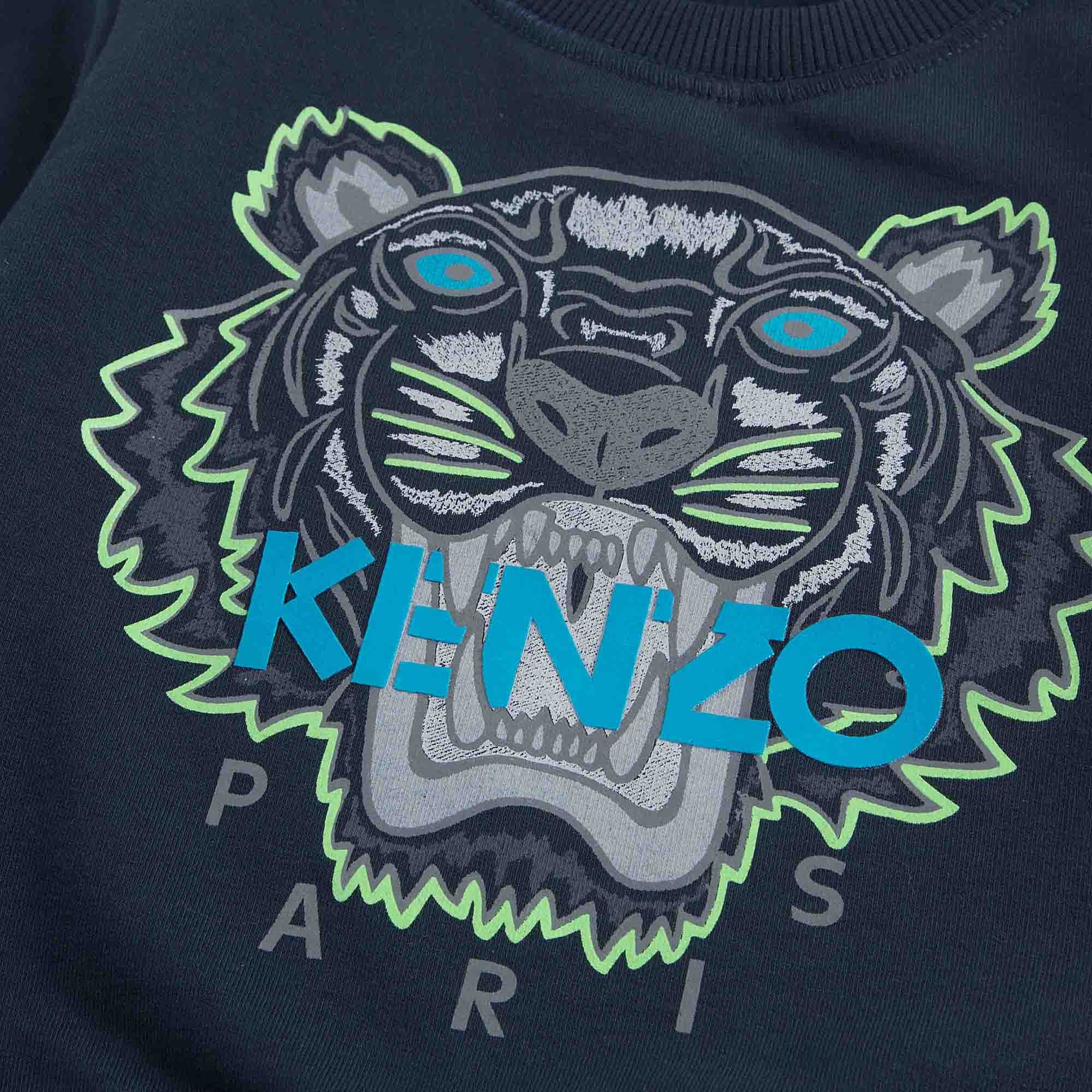 Boys Navy Blue Embroidered Tiger Head Cotton Sweatshirt - CÉMAROSE | Children's Fashion Store - 3